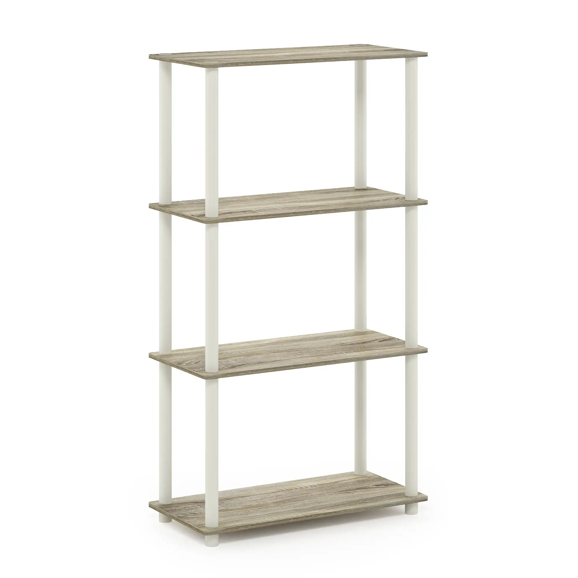 Furinno 23.6W x 11.4D x 43.25H 4-Shelf Freestanding Shelves. Sonoma Oak and White