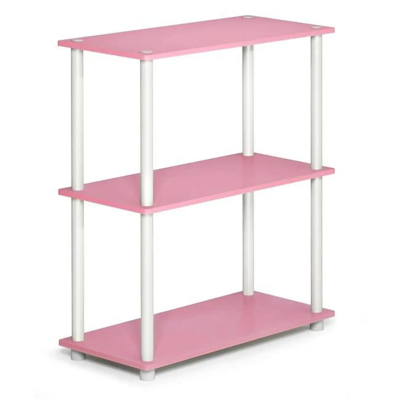 Furinno 23.6W x 11.6D x 29.5H 3-Shelf Decorative Shelves. Pink and White