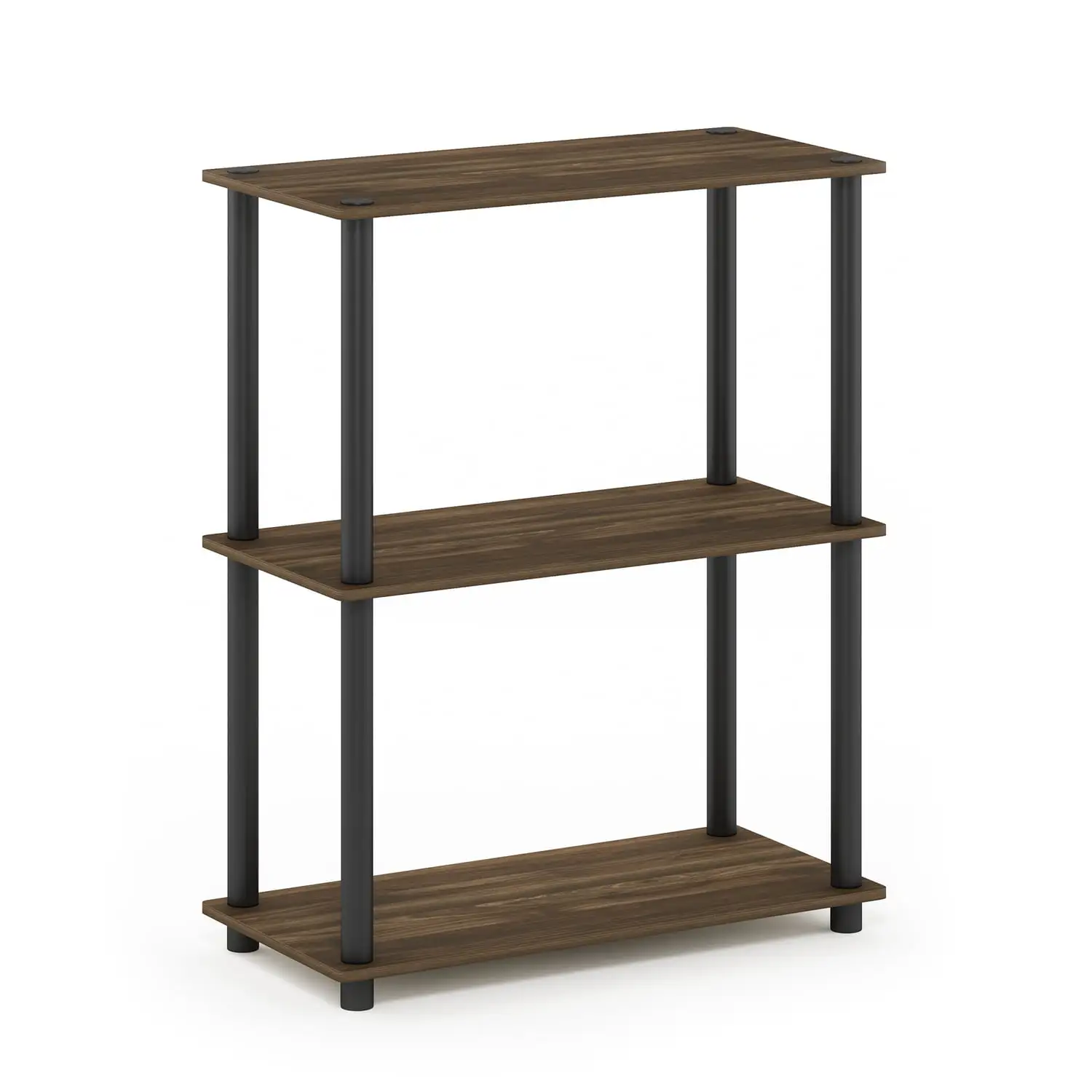 Furinno 23.6W x 11.6D x 29.5H 3-Shelf Freestanding Shelving Unit. Columbia Walnut and Black