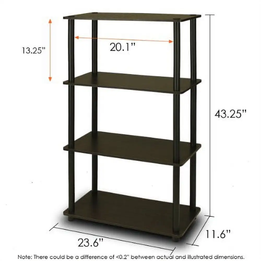 Furinno 99557EX/BK Turn-N-Tube 4-Tier Compact Multipurpose Shelf. Espresso/Black