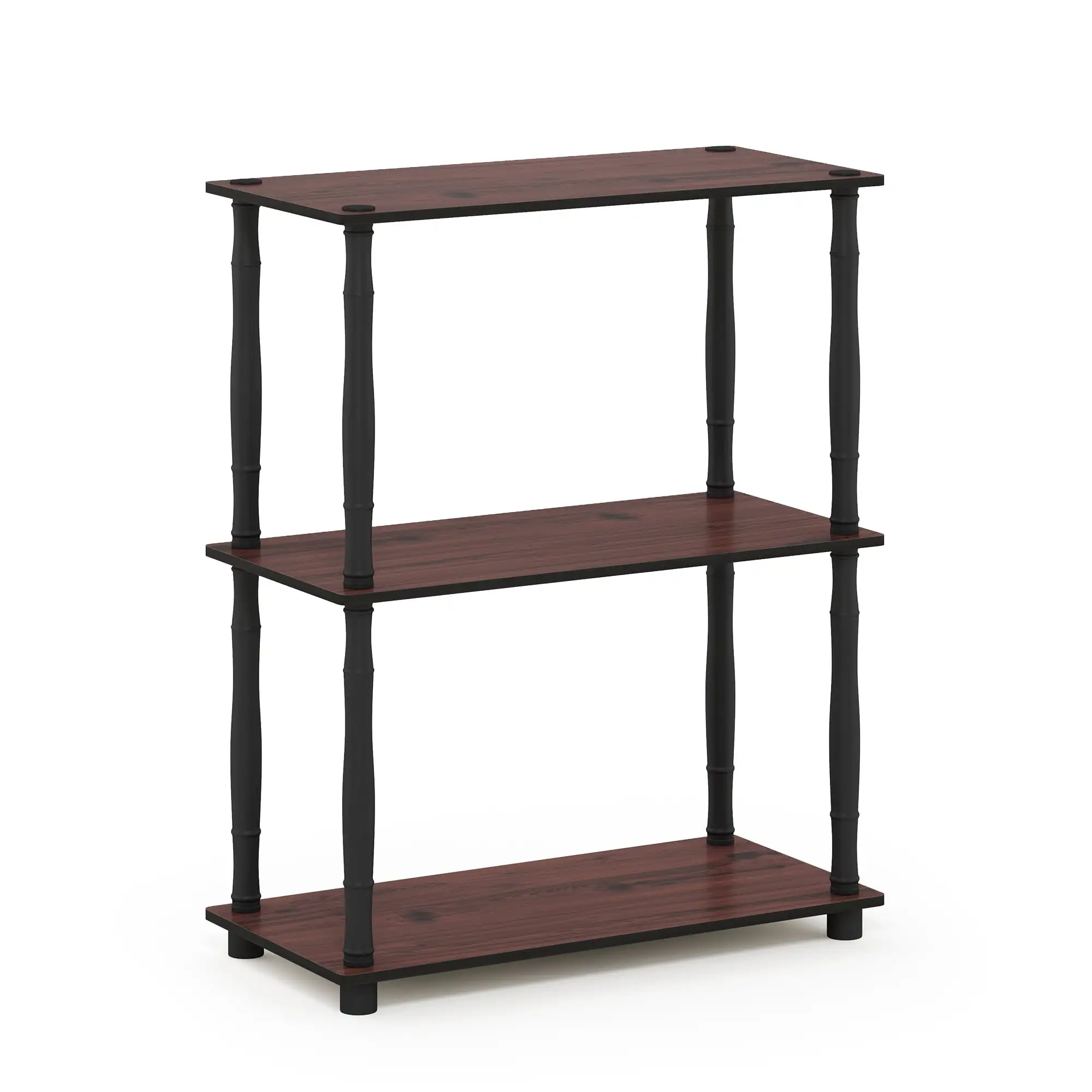 Furinno Durable 23.6W x 11.6D x 29.5H 3-Shelf Freestanding Shelving Unit. Dark Cherry and Black