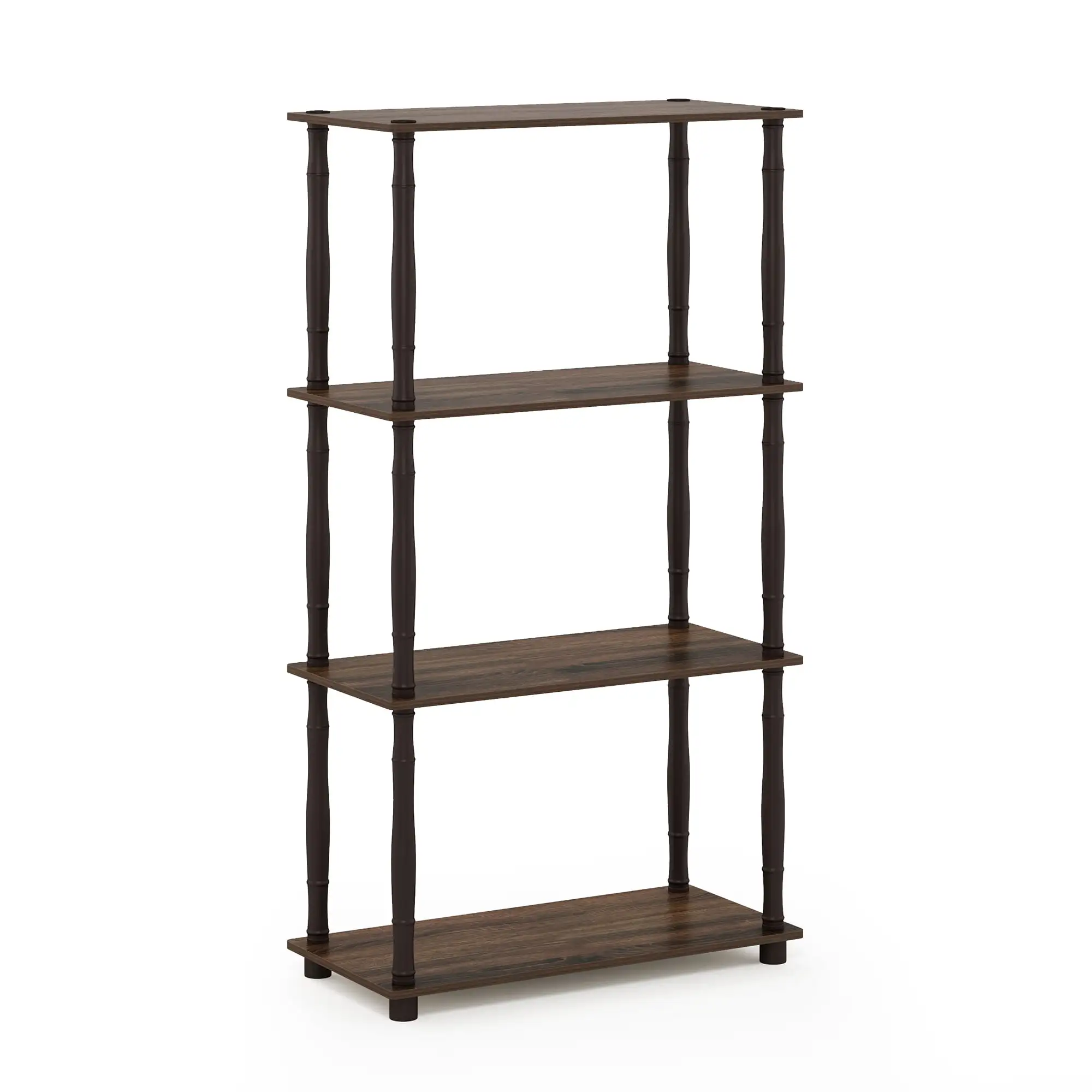 Furinno Turn-N-Tube 4-Tier Classic Tubes Display Shelf. Brown