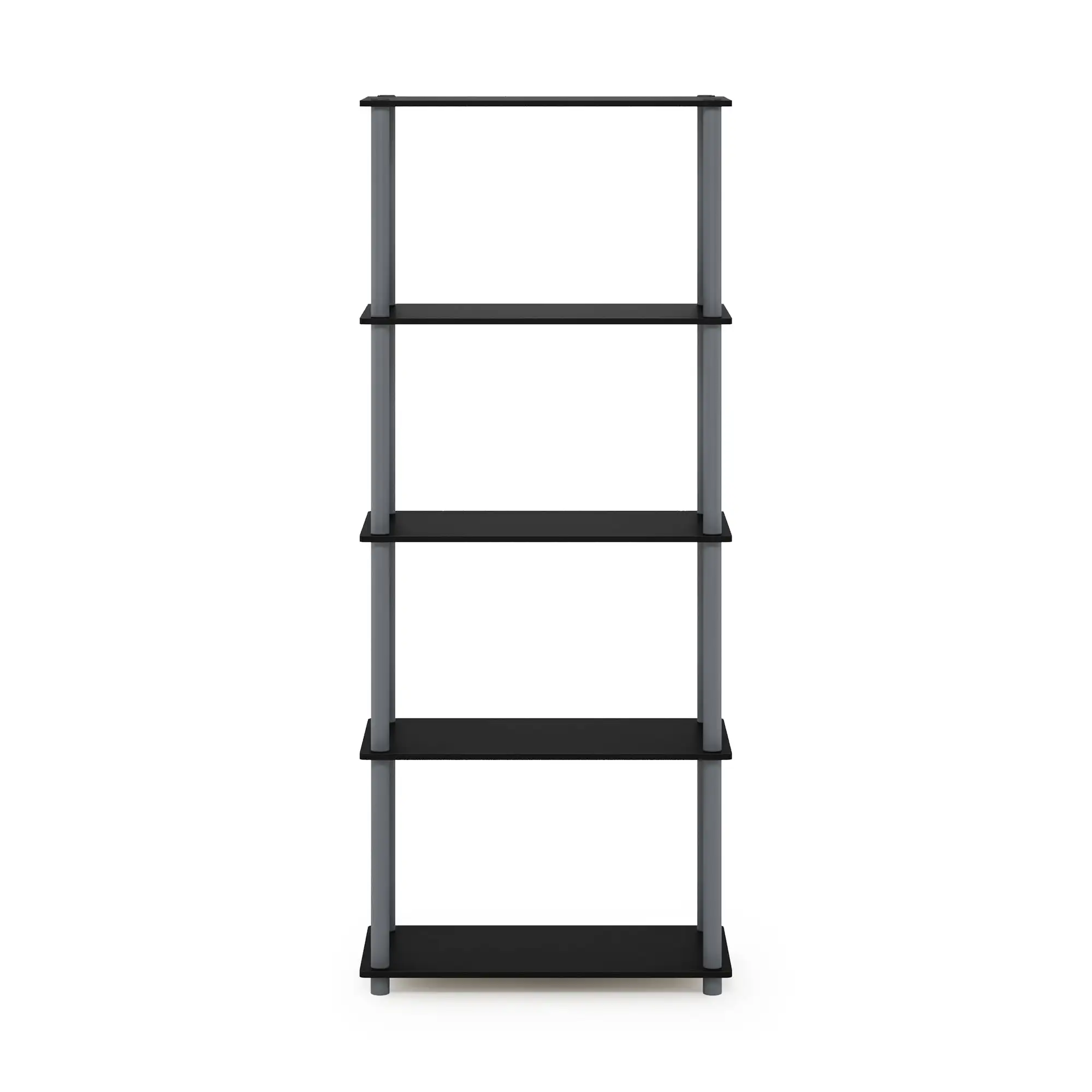 Furinno Turn-N-Tube 5-Tier Multipurpose Shelf Display Rack. Black/Grey