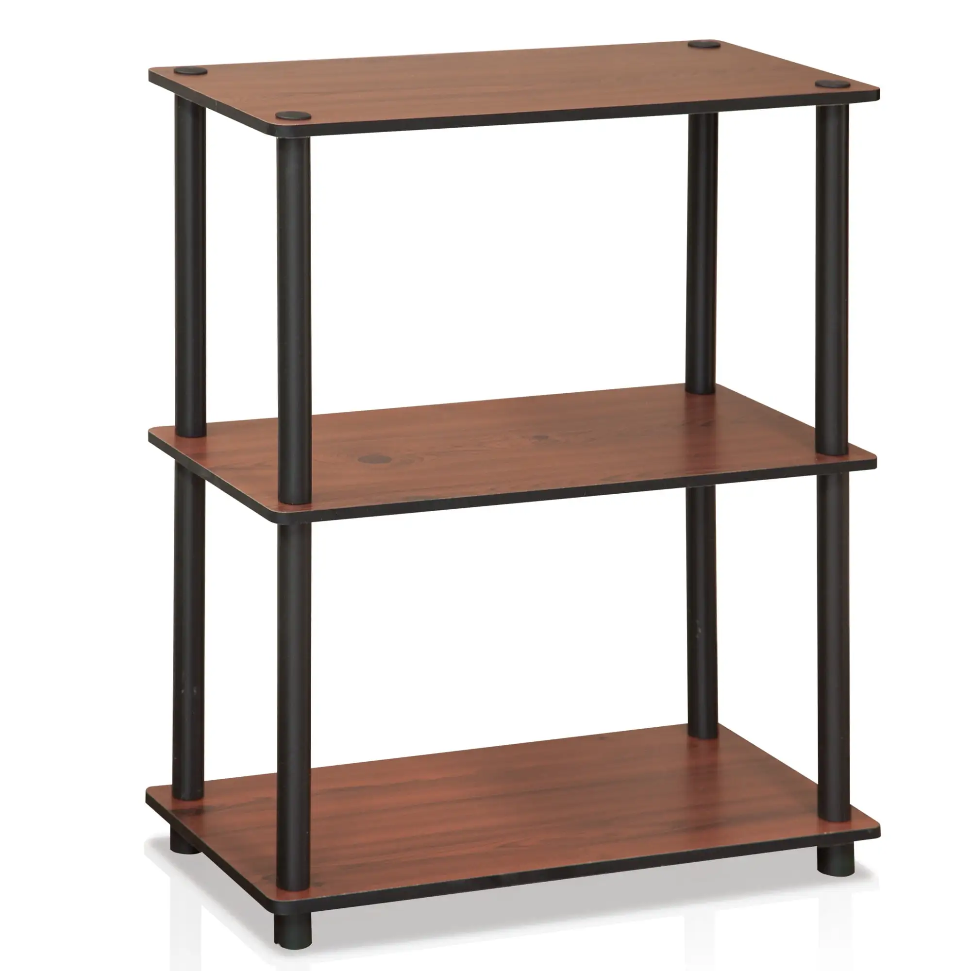 Furinno Turn-N-Tube Wood 3-Tier Compact Shelf Display Rack in Dark Cherry/Black