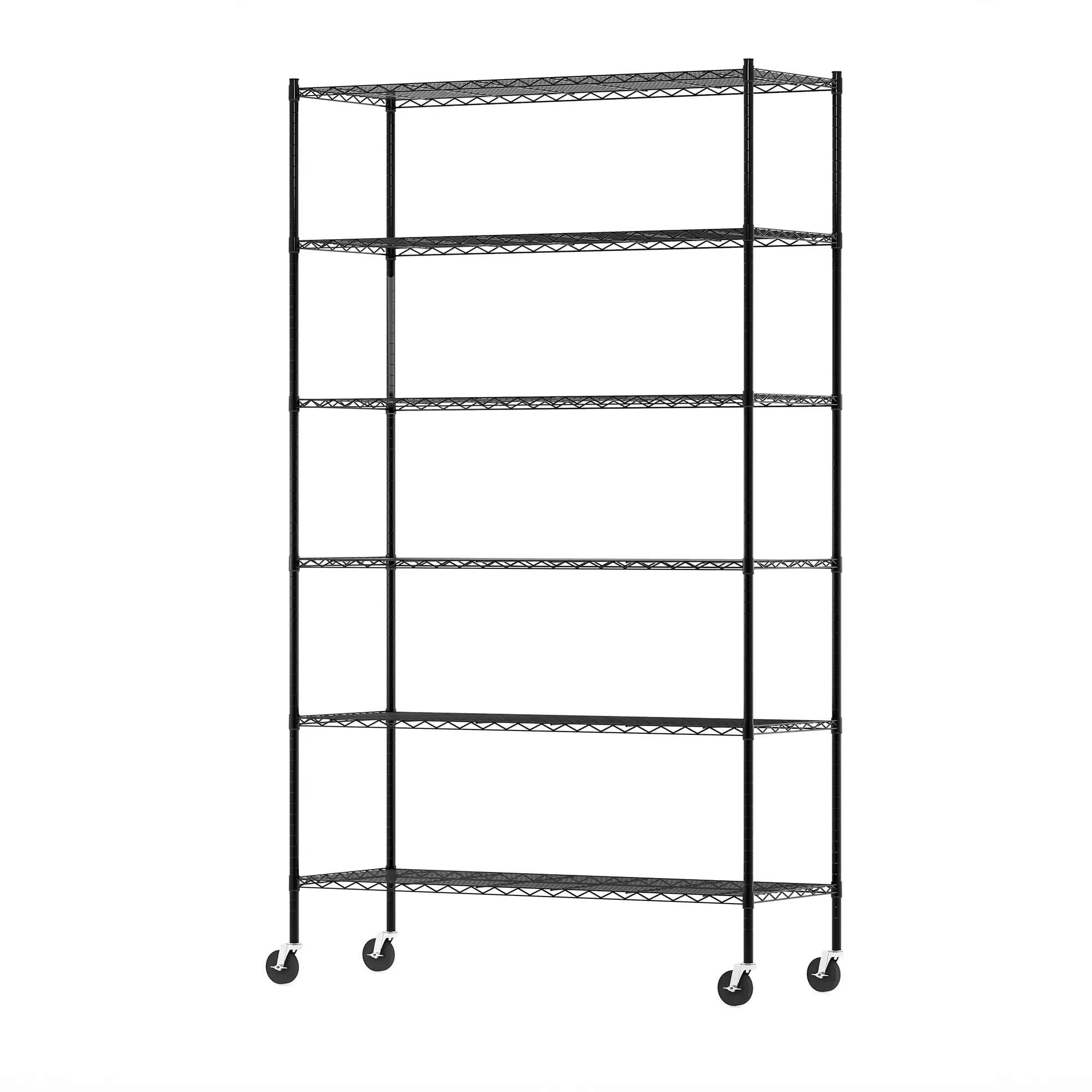 Furinno Wayar 6-Tier Metal Storage Shelf Rack. 48 x 18 x 82. Black