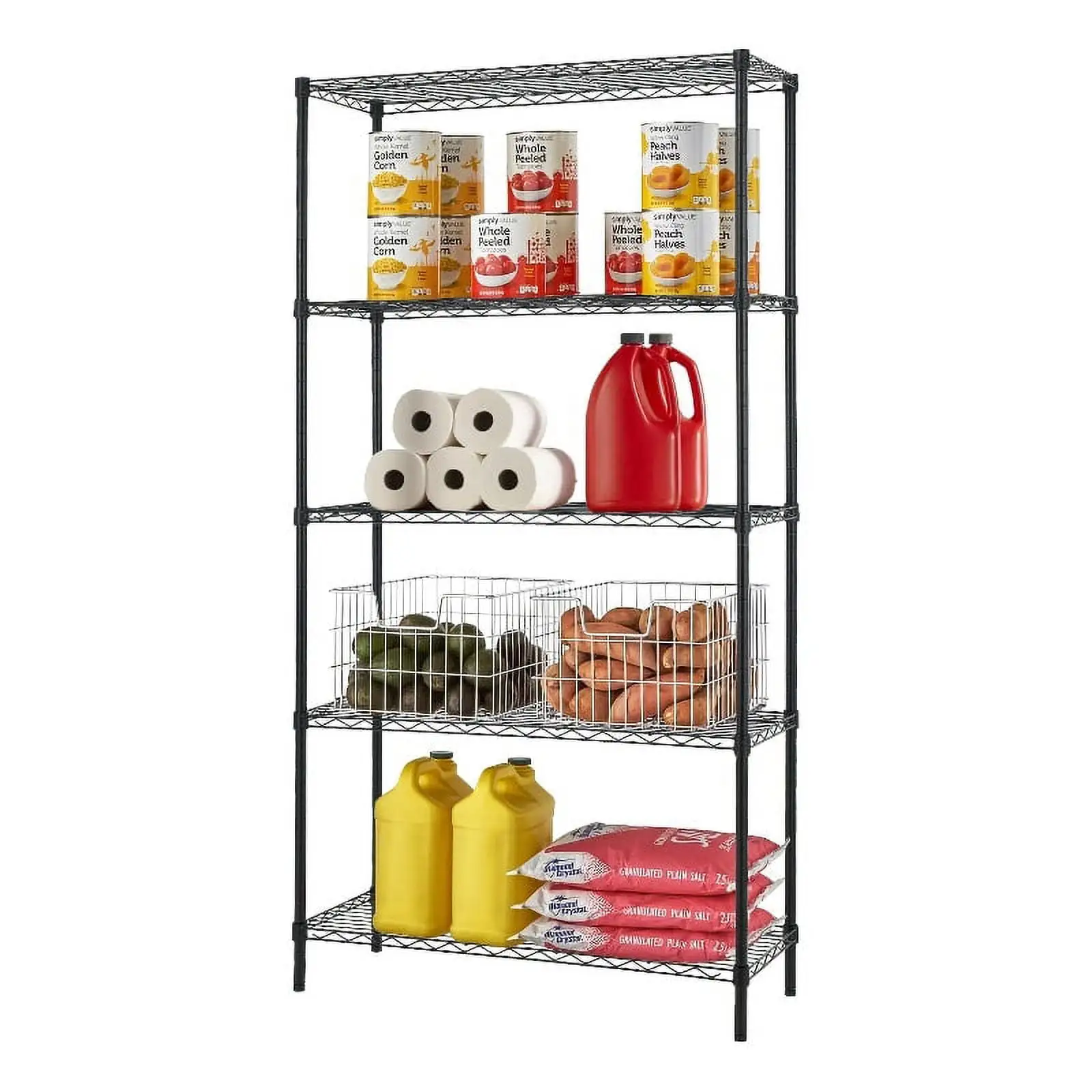 Furniture of America Stada 5-Tier Metal Shelf with Adjustable Height in Black