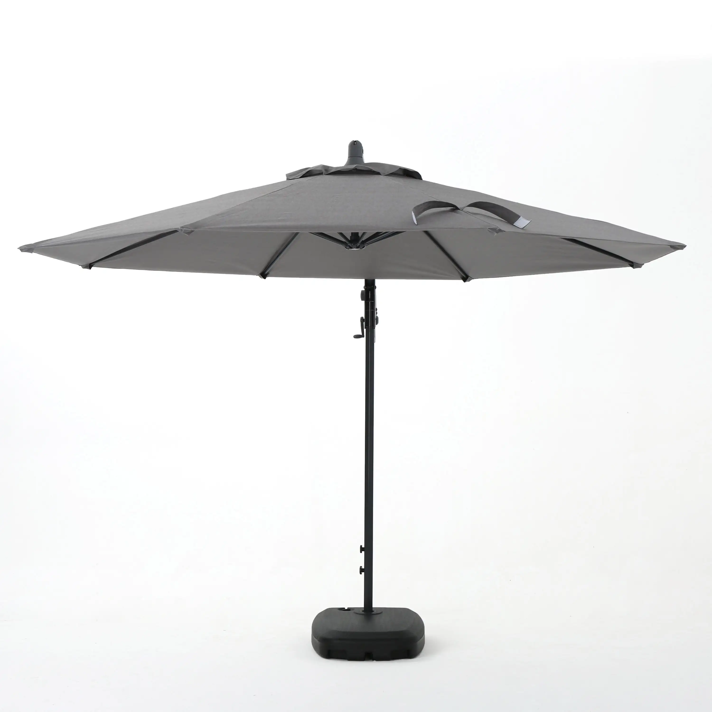 GDF Studio Ippolito Outdoor Hanging Canopy Umbrella with Stand. Gray and Dark Gray