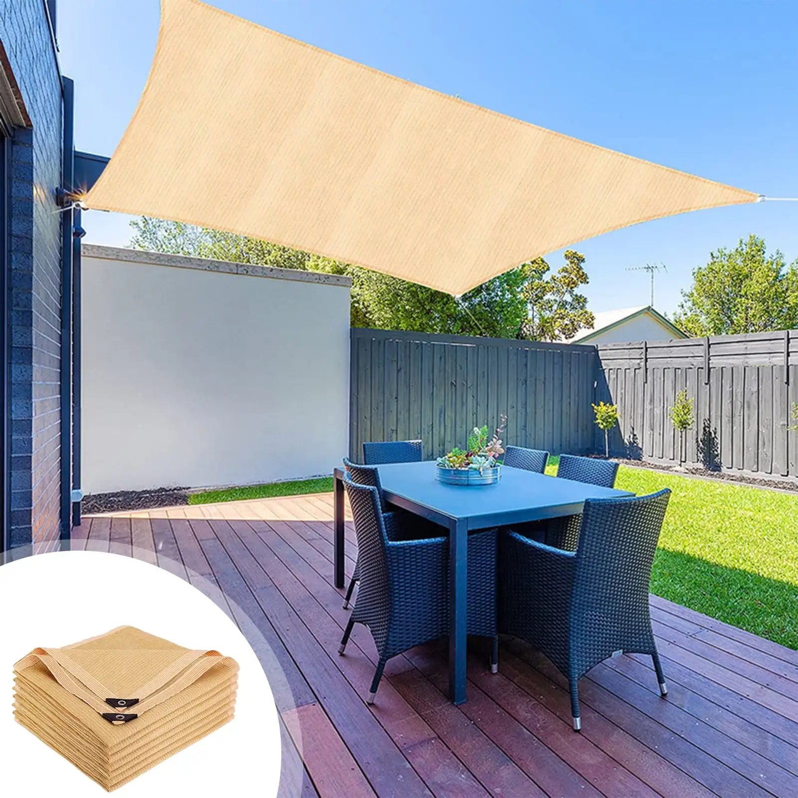 GNFQXSS Sun Shade Commercial Outdoor Shade Cover Sand Rectangle Heavy Duty Permeable Backyard Shade Cloth for Patio Garden Sandbox Beige