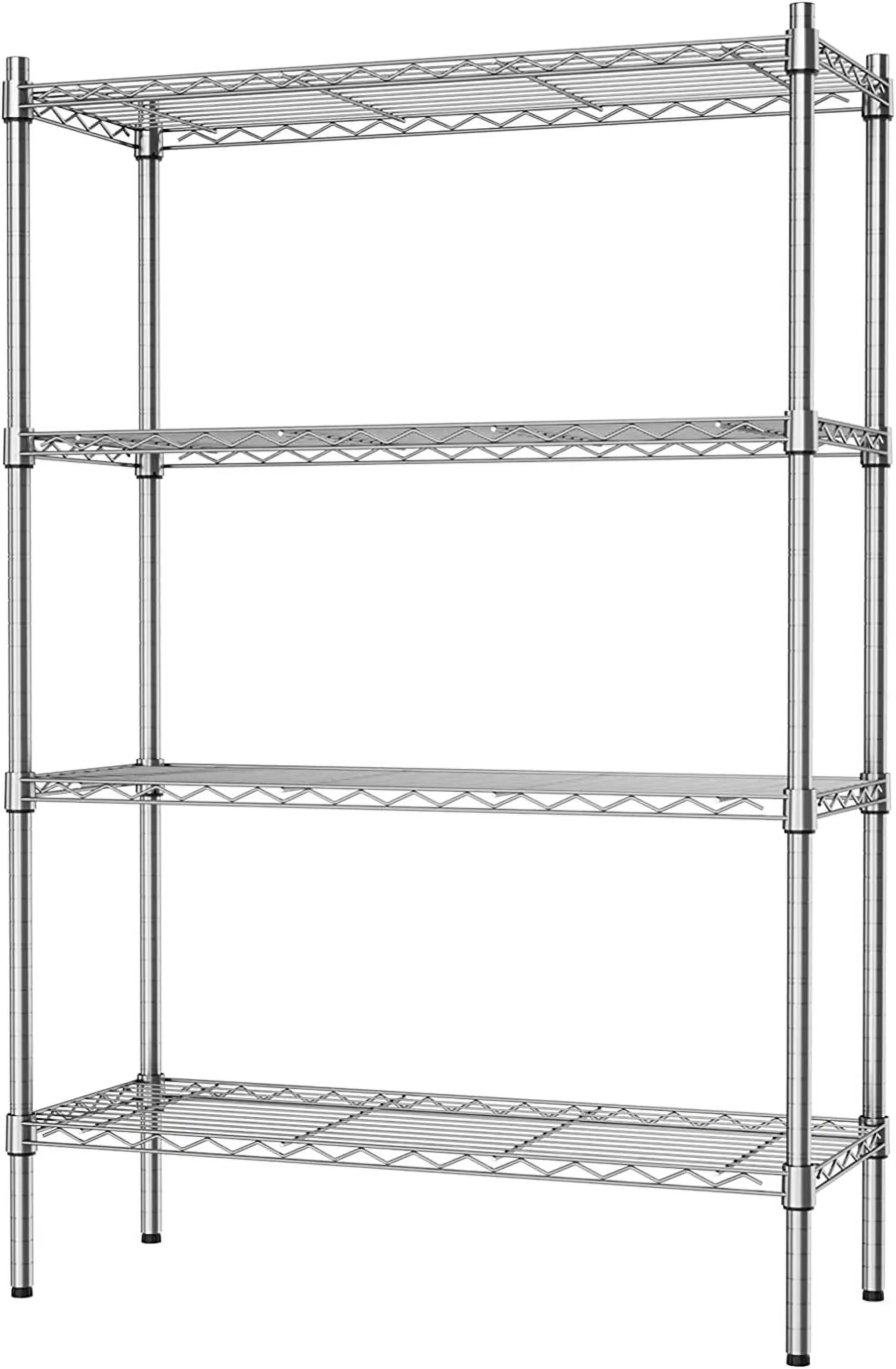 GOURE 4-Shelf Storage Wire Shelves Heavy Duty 4 Tiers Standing Shelving Units Adjustable Metal Organizer Wire Rack. Chrome