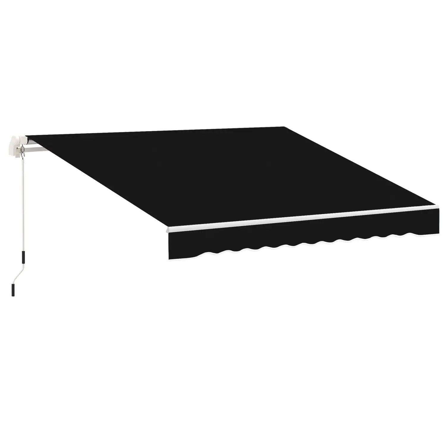 GRTYOKF 8' x 7' Patio Retractable Awning Manual Exterior Sun Shade Deck Window Cover Black