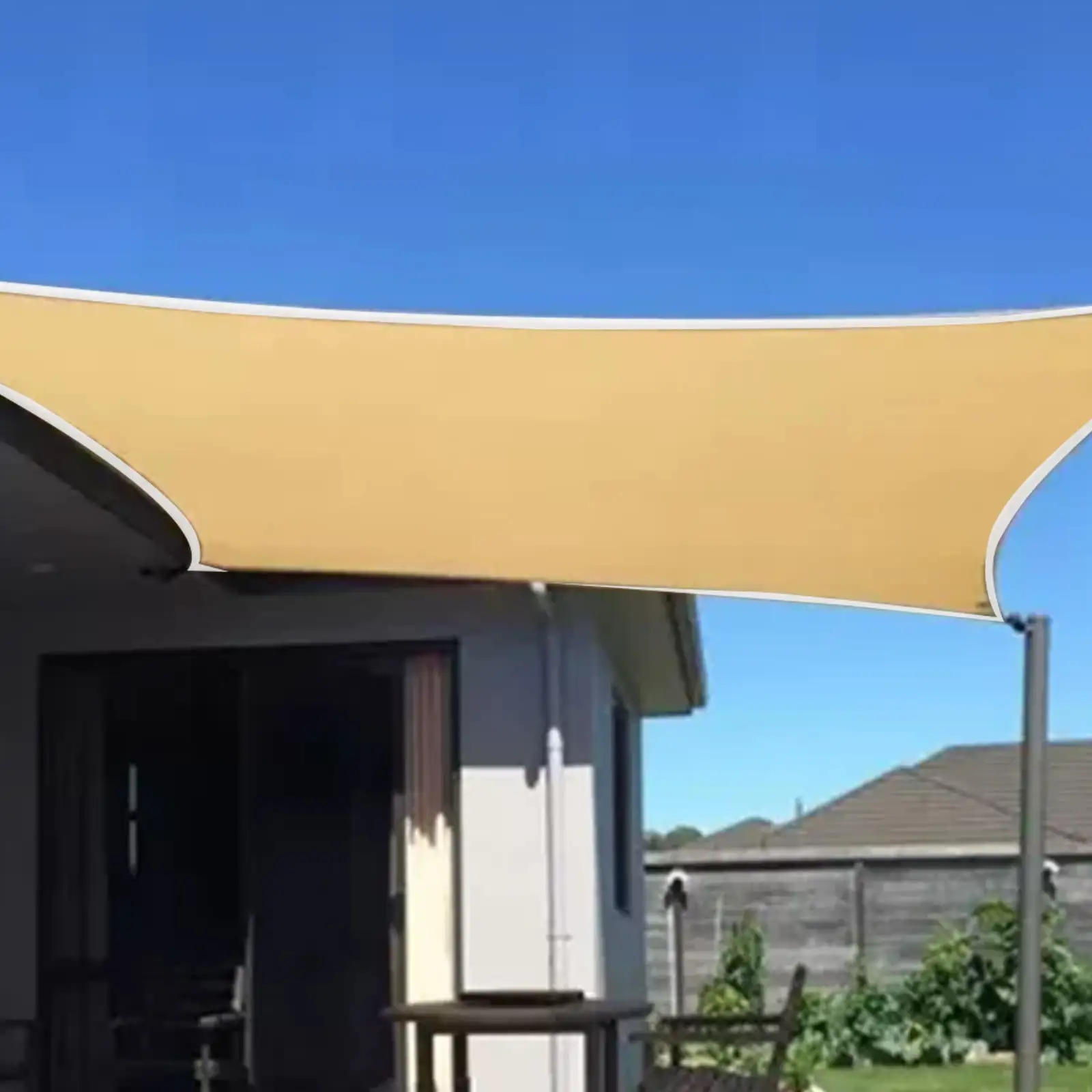 GSPCLAM Beige Sun Shade Sail. Square Canopy Fabric Cloth. Water and Air Permeable & UV Resistant. Heavy Duty. Carport Patio Outdoor. 6.56*6.56ft