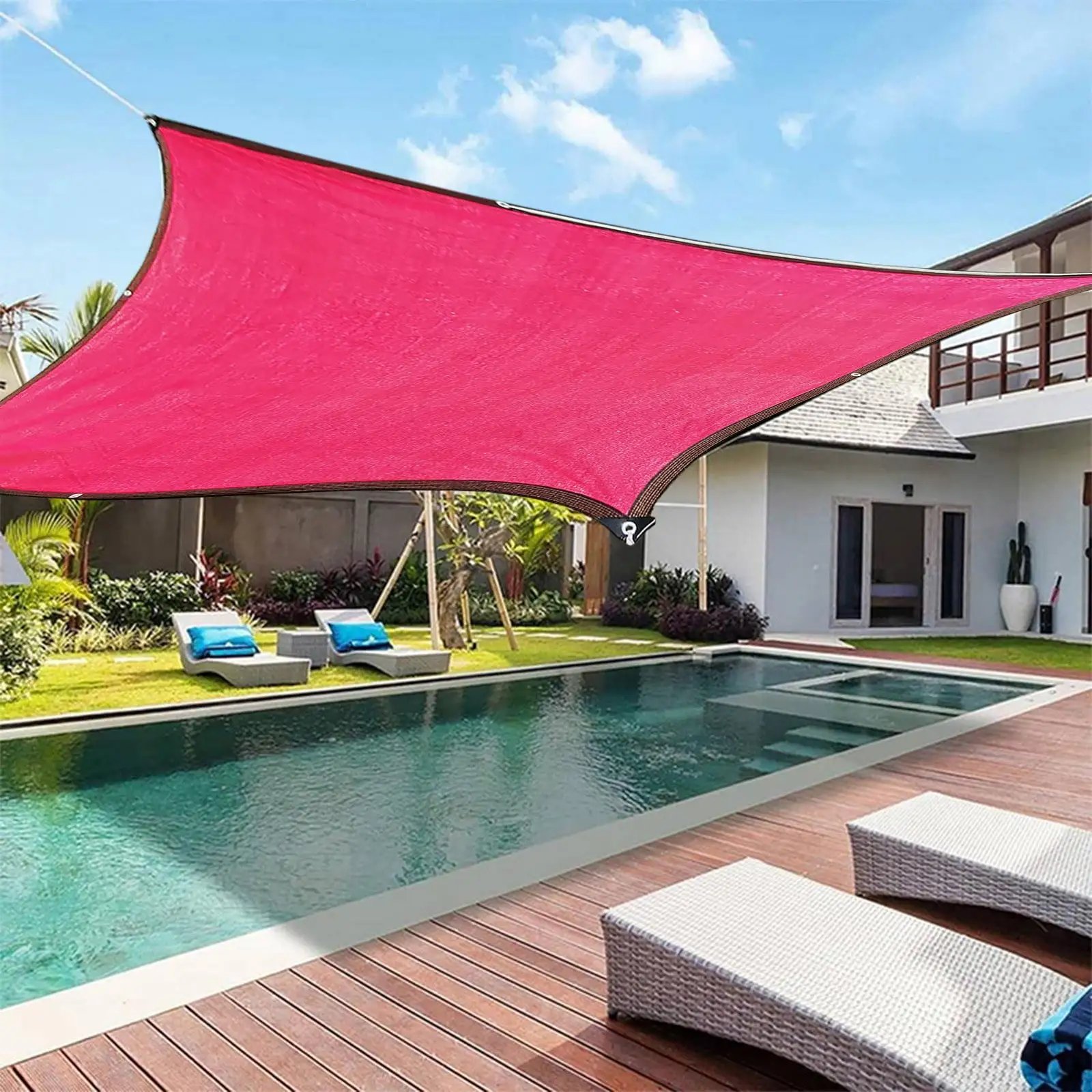 GSPCLAM Sun Shade Sails. Sun Shade Canopy Square Red Shade Sail for Patio. Deck. Yard. Backyard. Outdoor. 6.56*6.56ft