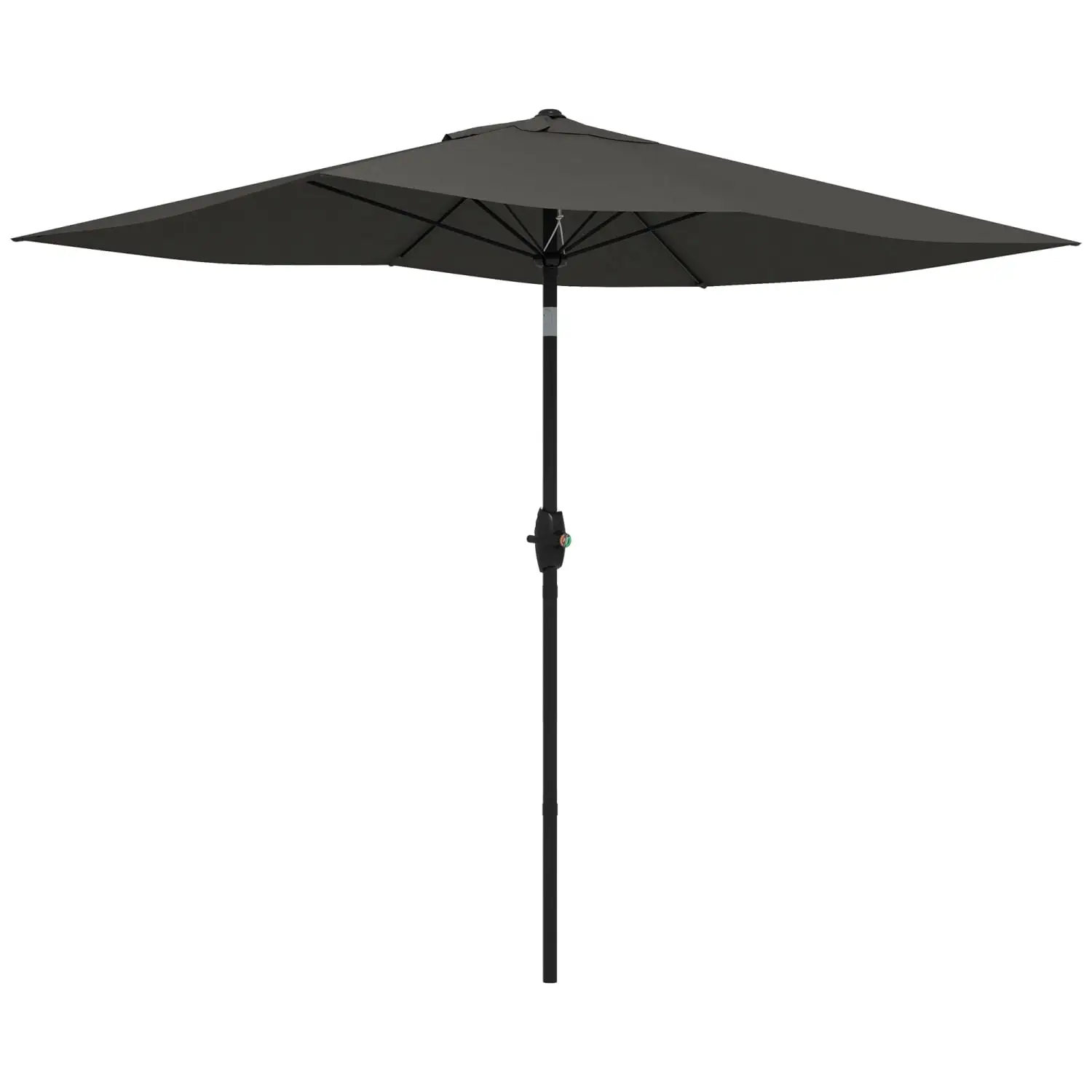 GUIOIHDC 6.5' x 10' Rectangular Market Umbrella Patio Outdoor Umbrella with Crank and Push Button Tilt Dark Gray