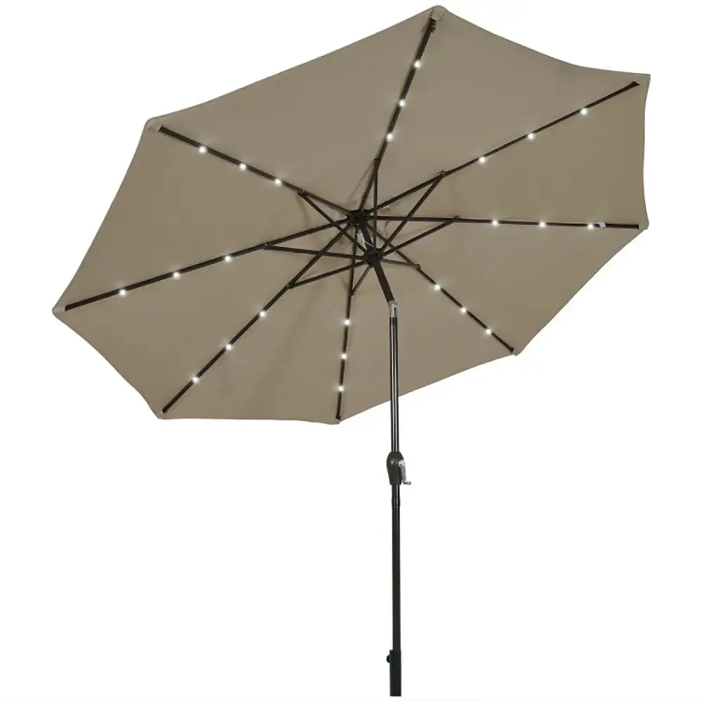 GVN 10' Solar LED Lighted Patio Market Umbrella Shade Tilt Adjustment Crank-Tan. Patio Offset Umbrella with Easy Tilt Adjustment. Cantilever Patio Umbrellas. Sunshade Umbrella Canopy