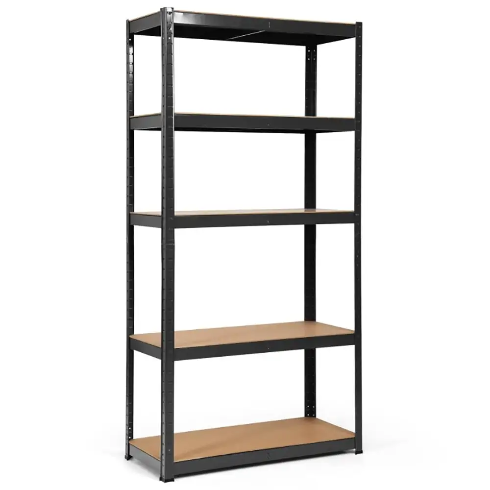 GVN 72 Inch Storage Rack with 5 Adjustable Shelves for Books Kitchenware-Black. Heavy Duty Garage Shelves Metal Organizer Utility Rack