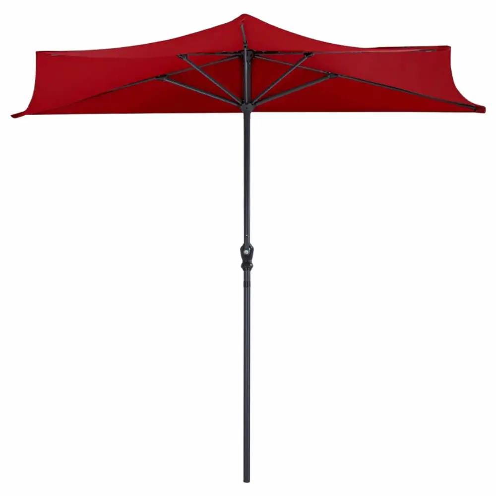 GVN 9Ft Patio Bistro Half Round Umbrella -Dark Red. Patio Offset Umbrella with Easy Tilt Adjustment. Cantilever Patio Umbrellas. Sunshade Umbrella Canopy