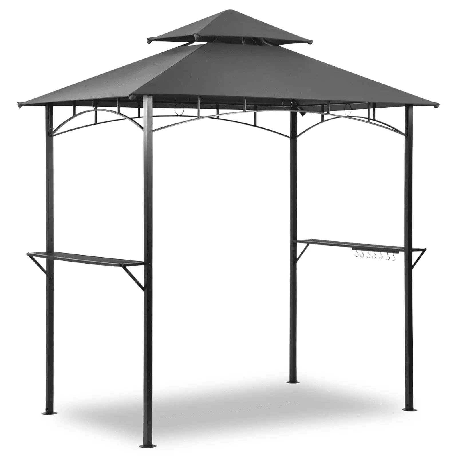 Gaildon 96''x60''x101'' Outdoor Grill Gazebo with Vented Top . Double Tier Outdoor Grill Shelter-Grey