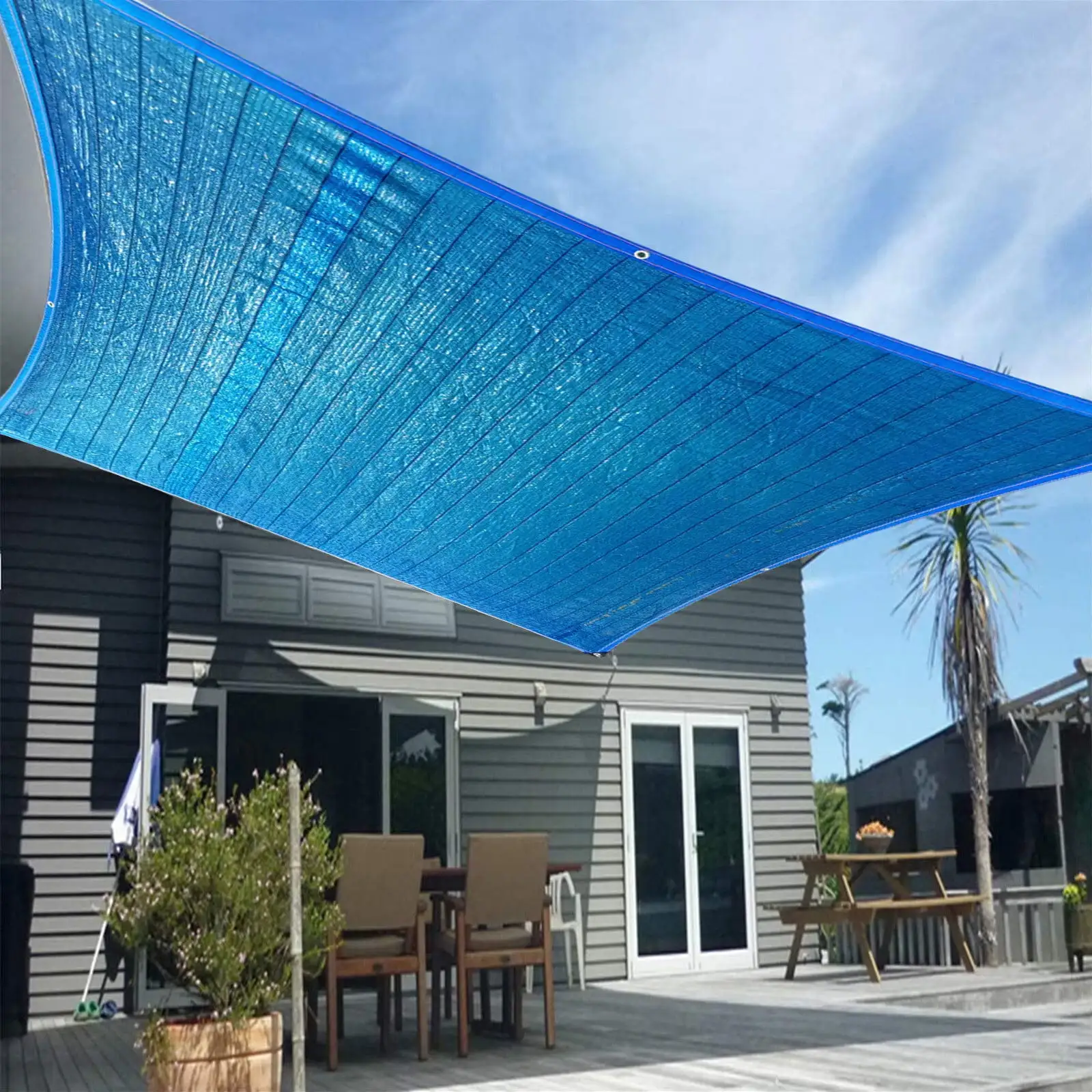 Gallickan Rectangle Sun Shade Sail. 6.5'x6.5' Blue Sun Shade Sail UV Block Thick Sunshade Cover for Backyard Patio Garden Camping Outdoor. Blue