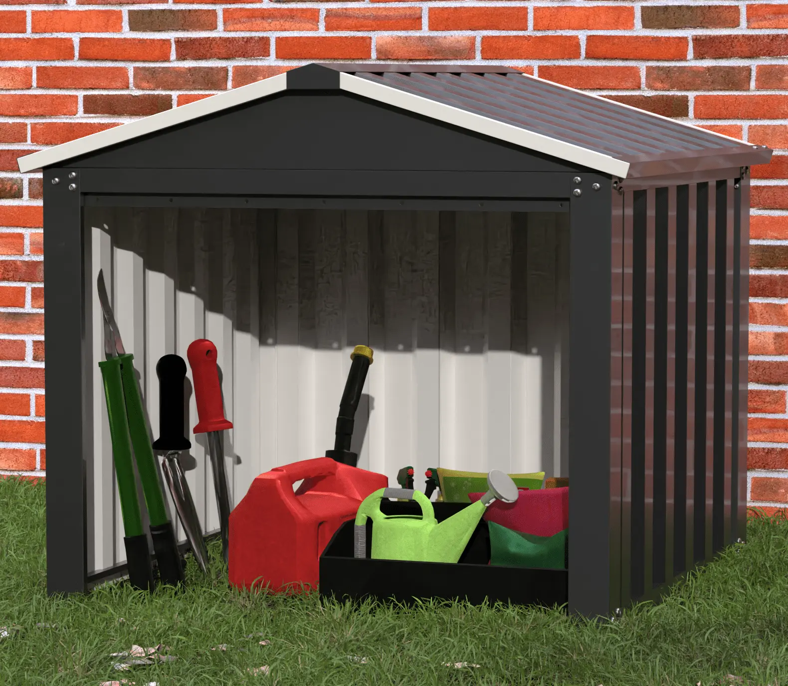 GangMei Metal Outdoor Storage Shed 3FT x 3FT. Tool Storage Backyard Shed. Tiny House Garden Shed for Backyard. Lawn. Patio (Black)