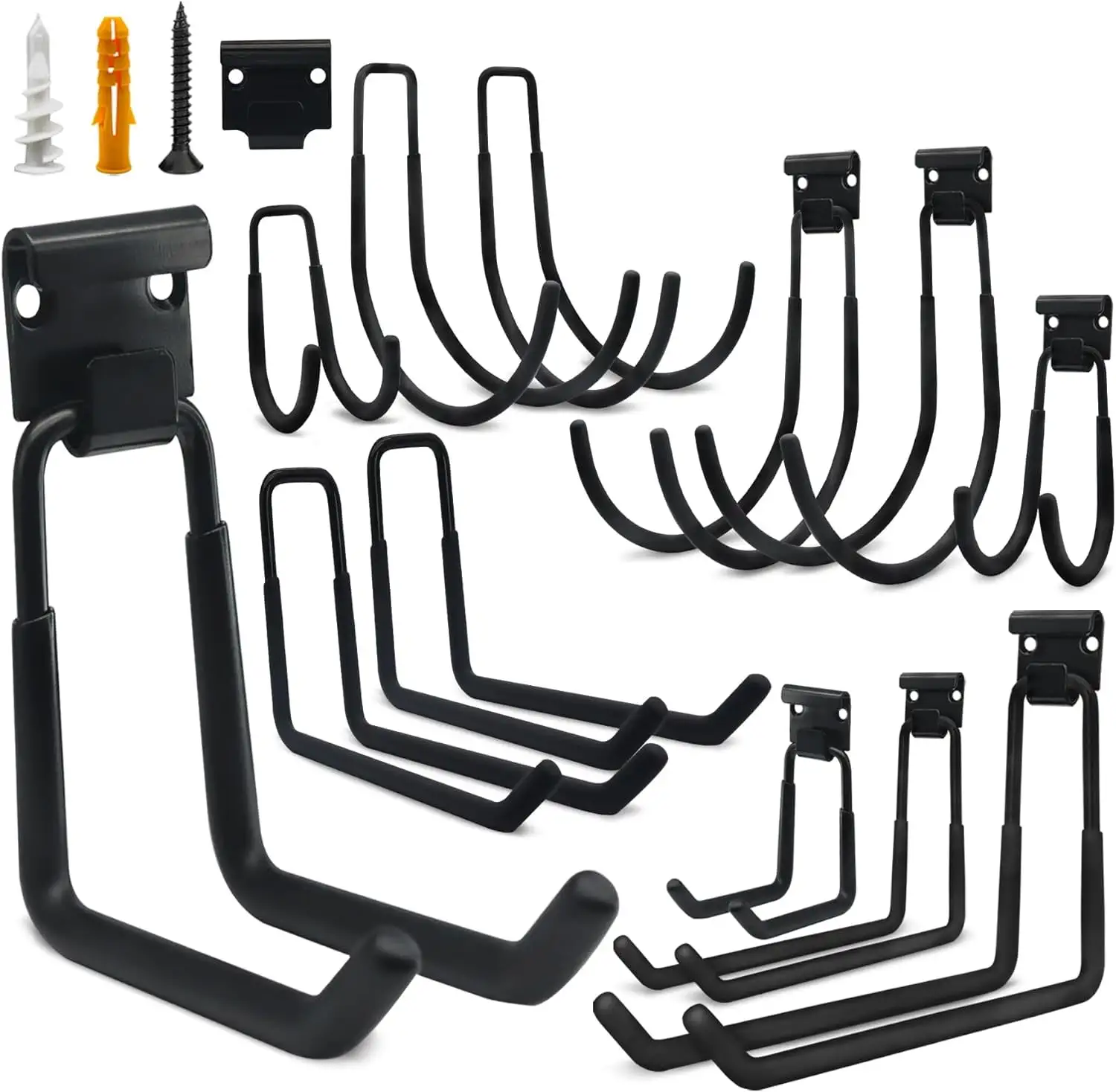 Garage Hooks Heavy Duty.Utility Steel Garage Storage Hooks.Wall Mount Garage Hanger&Organizer for Organizing Power Tools.Ladders.Bulk Items.Bikes.Ropes and More installations