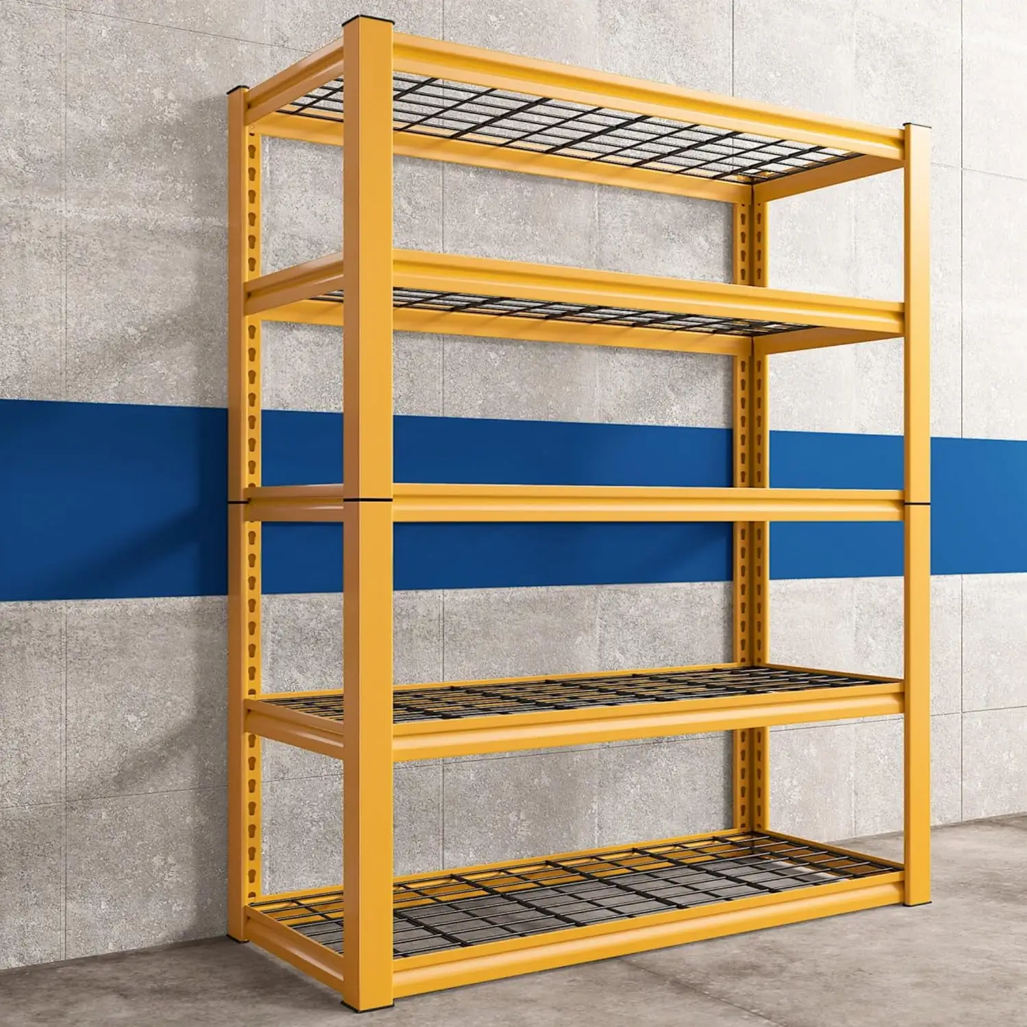 Garage Shelving Heavy Duty Loads 2000LBS 40 W Garage Storage Shelves Heavy Duty Shelving 72H Adjustable Metal Shelving for Storage Rack 5 Tier Industrial Utility Shelf. 40Wx18Dx72H. Yellow