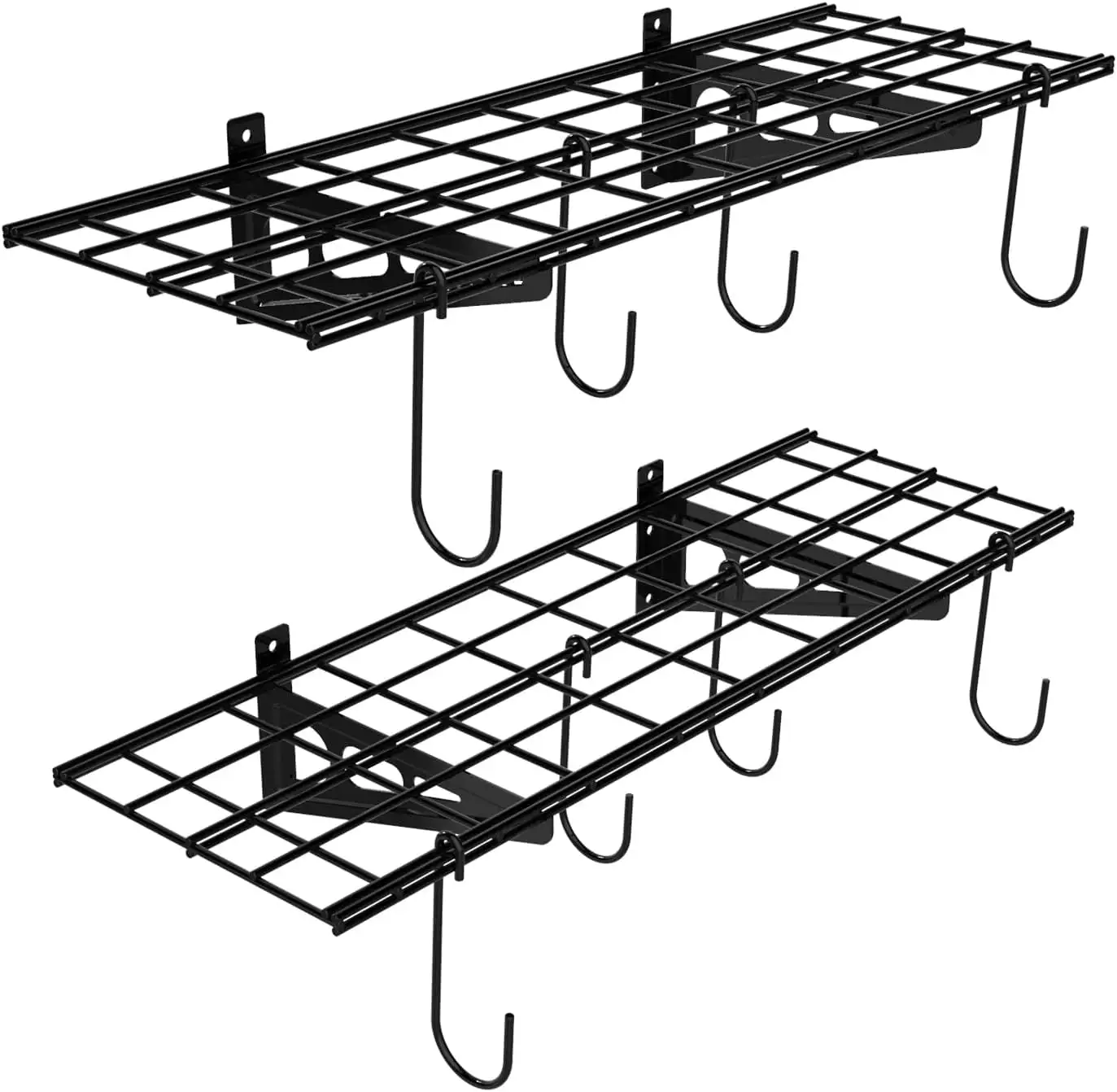 Garage Wall Shelving. Wall Shelf Garage Organization System w/ 8 Bike Hangers. Garage Storage Rack. Floating Shelves. 300 lbs Weight Capacity. 2-Pack