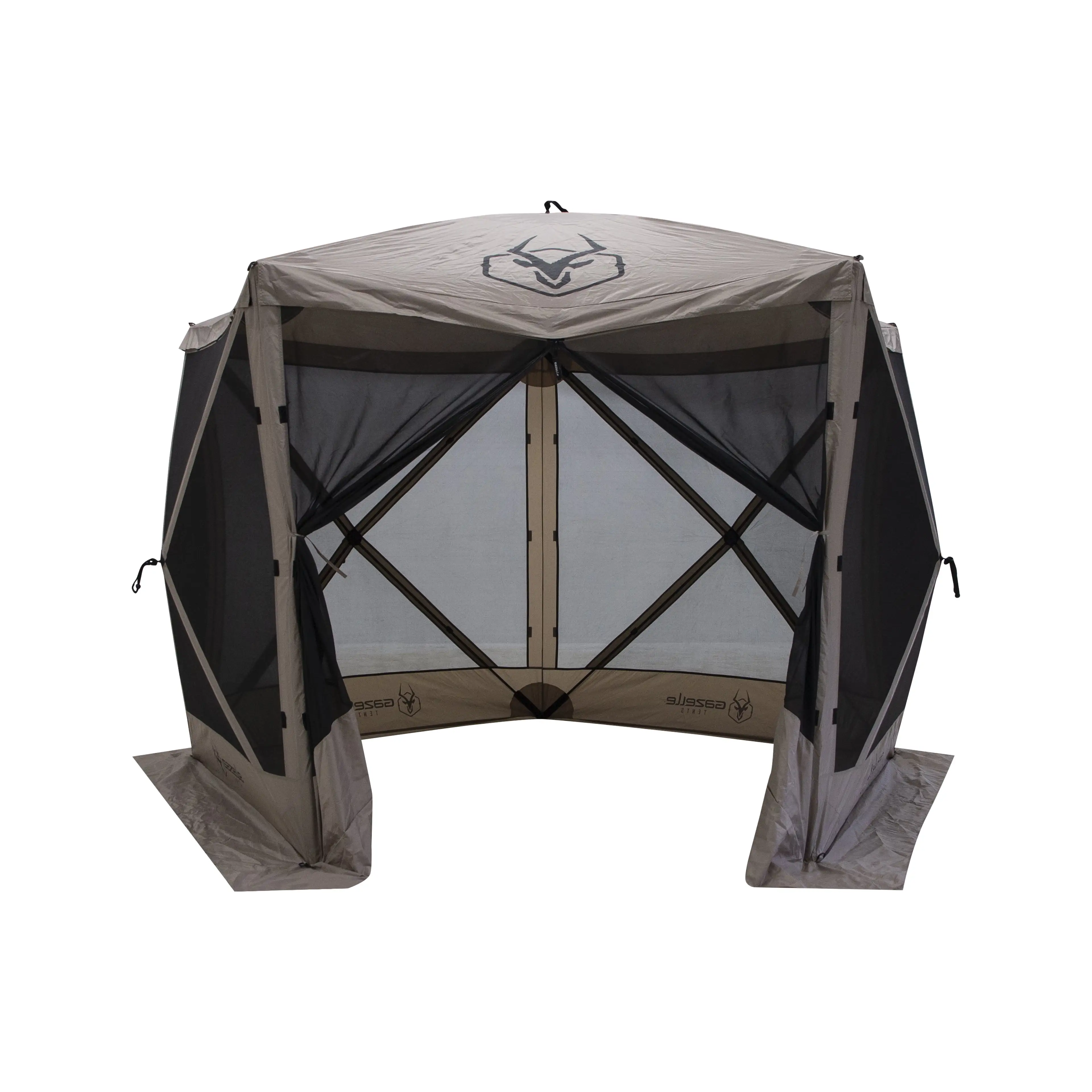 Gazelle Tents. G5 5-Sided Portable Hub Gazebo. 4-Person & Table. Desert Sand. GG501DS