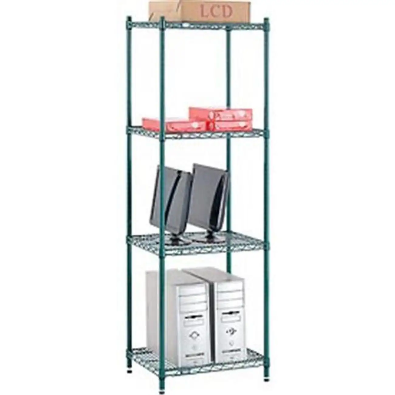 Global Industrial 18247G 24 x 18 x 74 in. Nexel Poly-Z-Brite Wire Shelving. Green