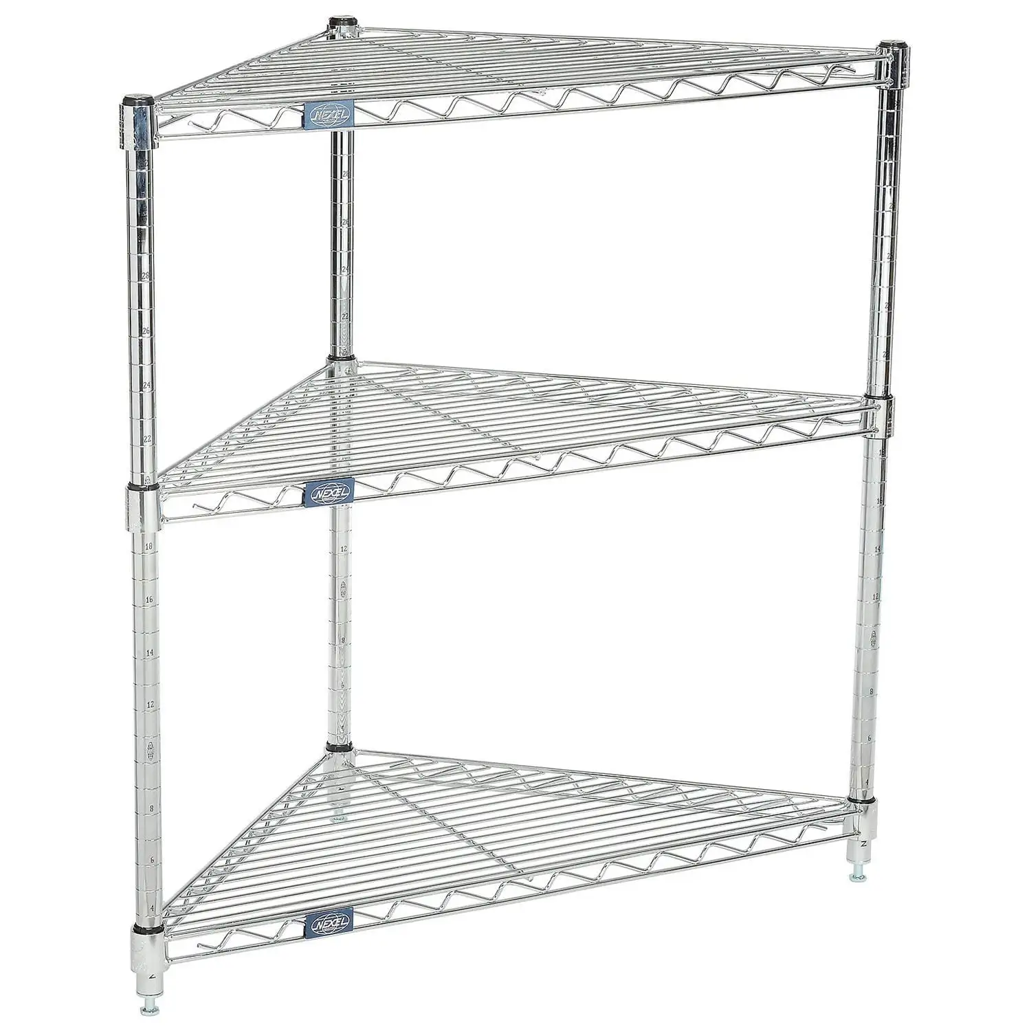 Global Industrial (3) Shelf Corner Media Stand. Chrome. 32 x 24