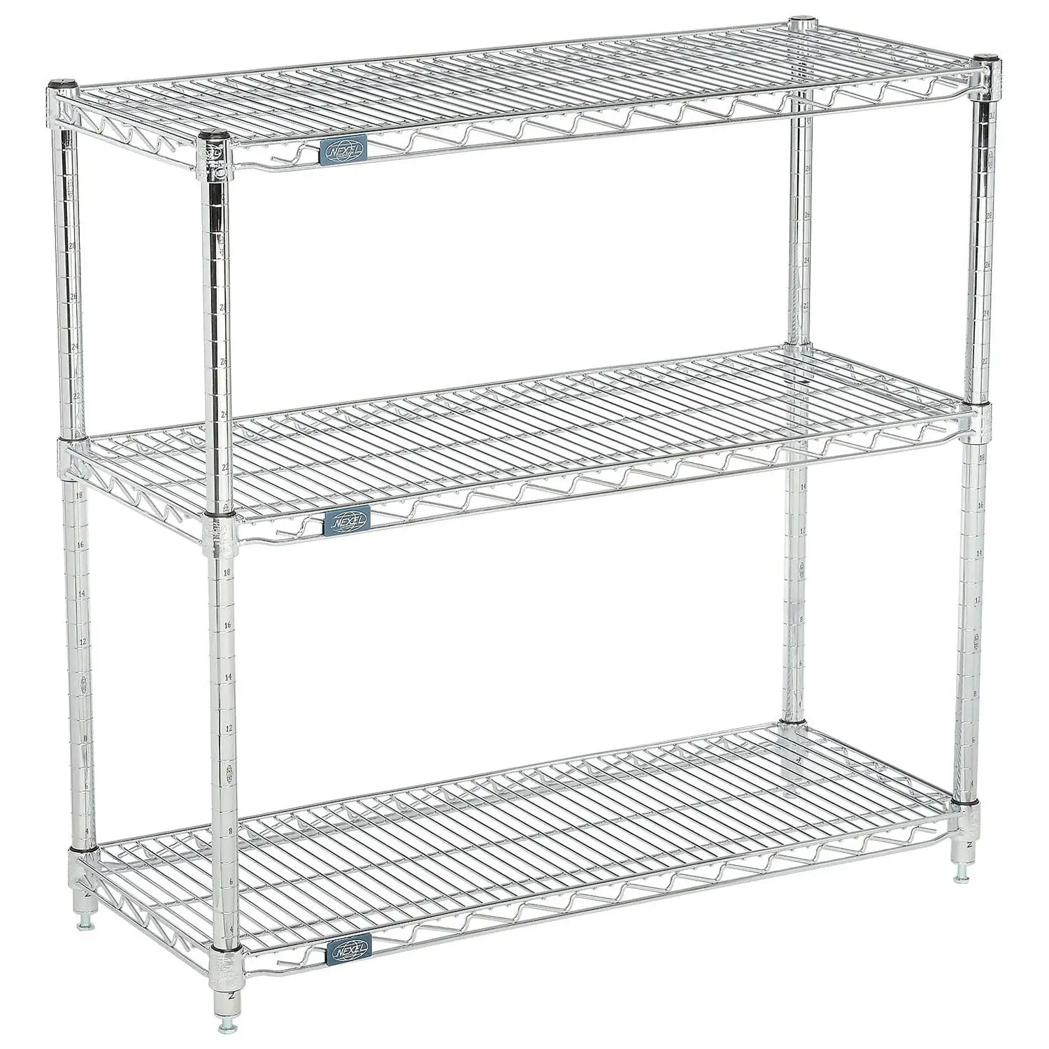 Global Industrial (3) Shelf Media Stand. Chrome. 48 x 14