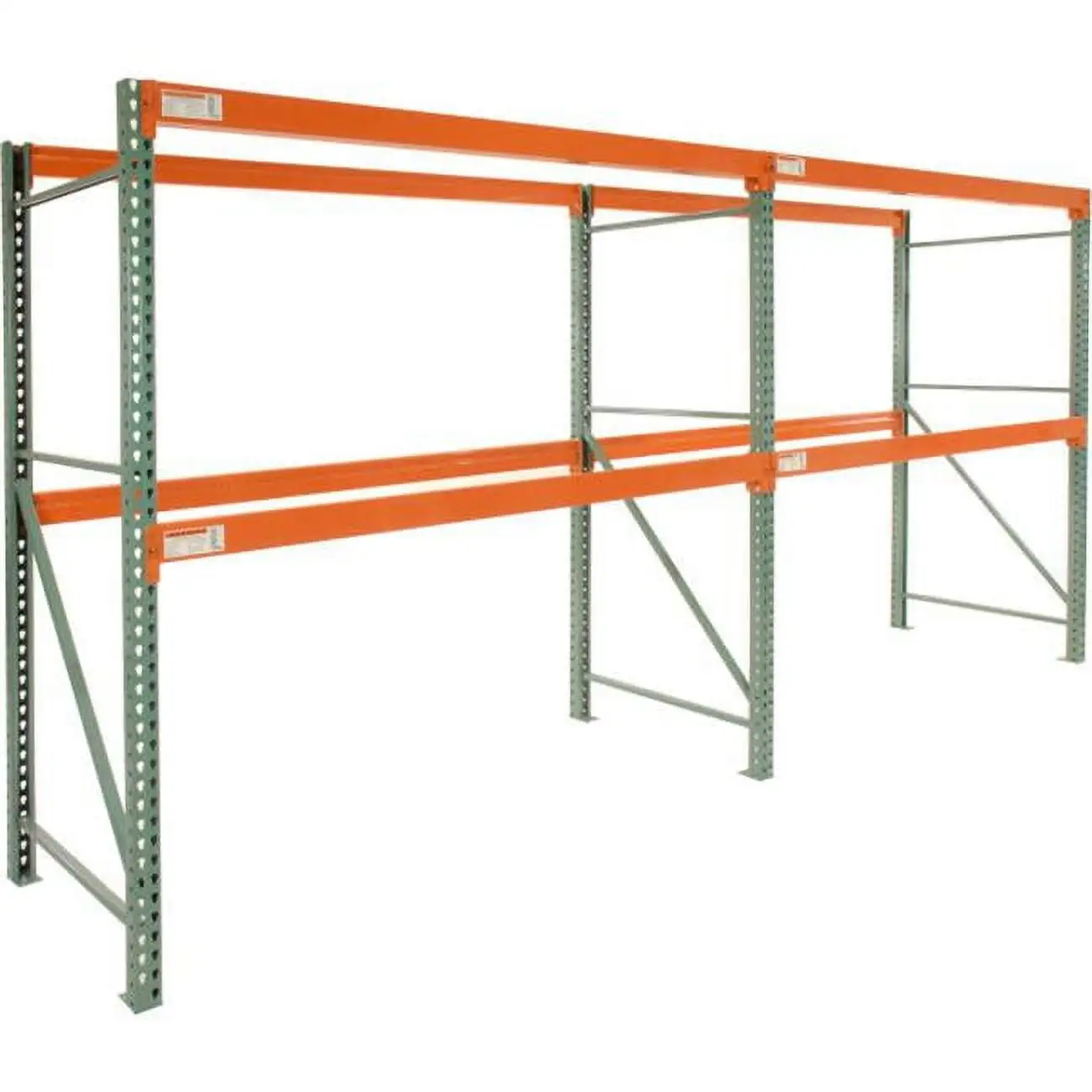 Global Industrial 796579N 96 x 120 x 42 in. Tear Drop Add-On Pallet Rack. Green & Orange