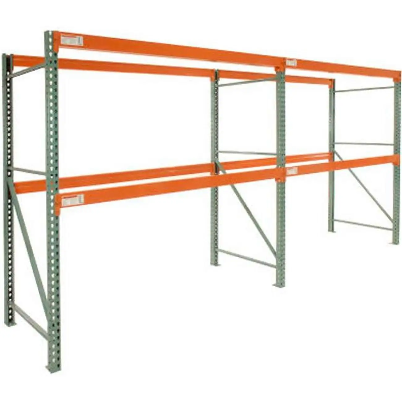 Global Industrial B2282484N 96 x 120 x 36 in. Tear Drop Add-On Pallet Rack. Green & Orange