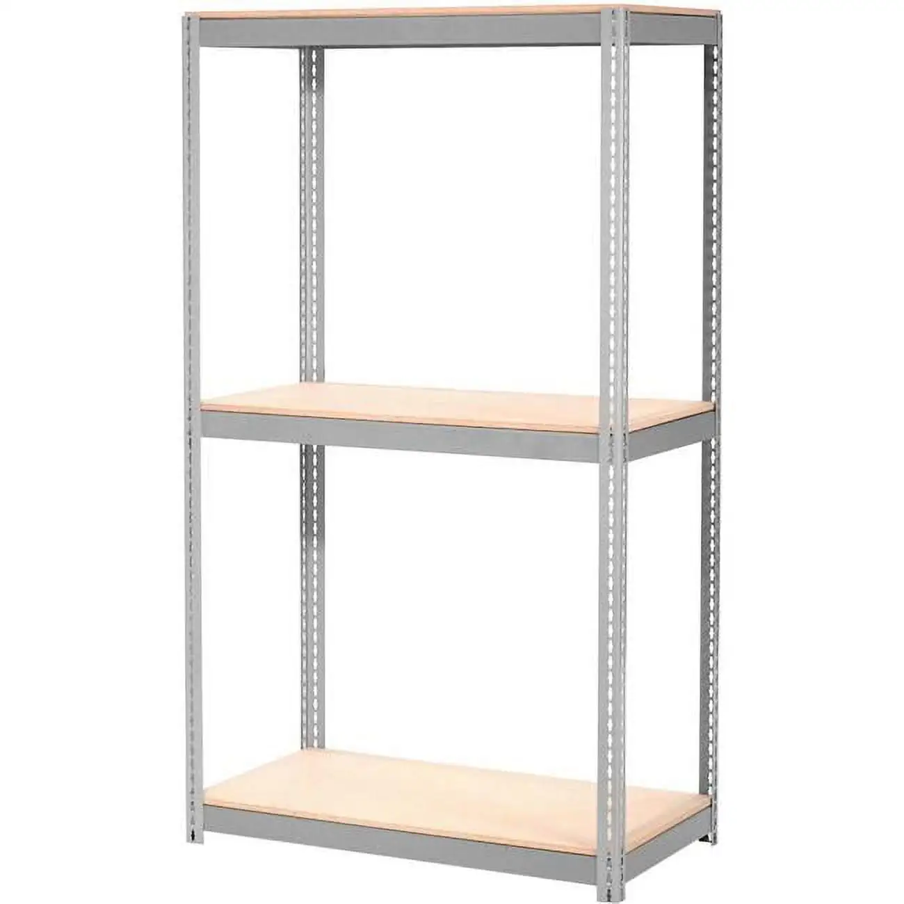 Global Industrial B2297100 84 x 48 x 24 in. Expandable 3 Level Starter Rack with Wood Deck. Gray