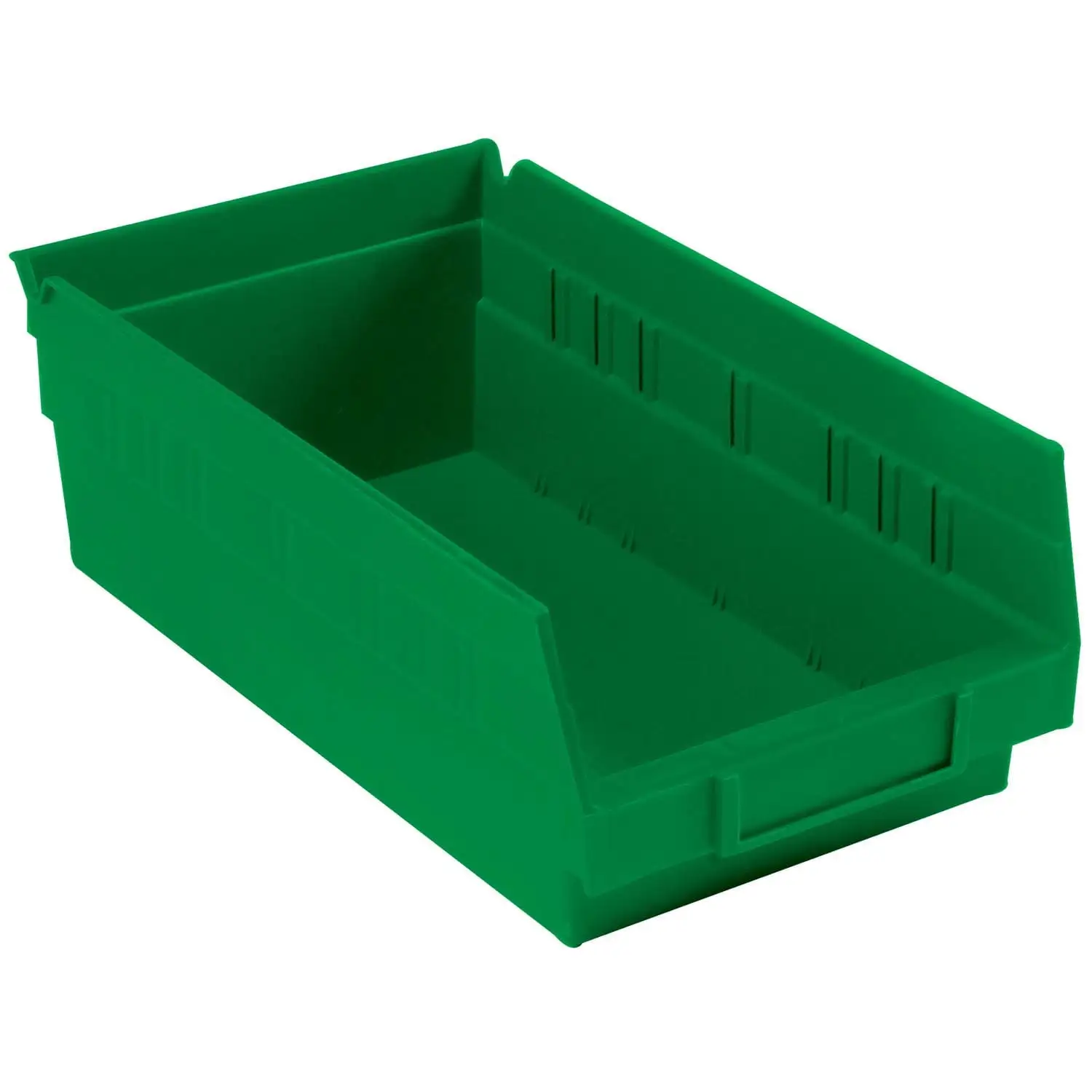 Global Industrial Nestable Shelf Bin. Plastic. 6-5/8W x 11-5/8 D x 4H. Green. Lot of 12