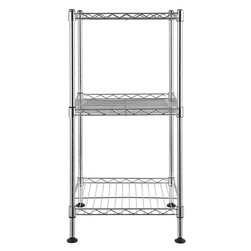 GoDecor 3 Shelves Unit Steel Wire Shelving Tower Metal Storage Rack Durable Organizer