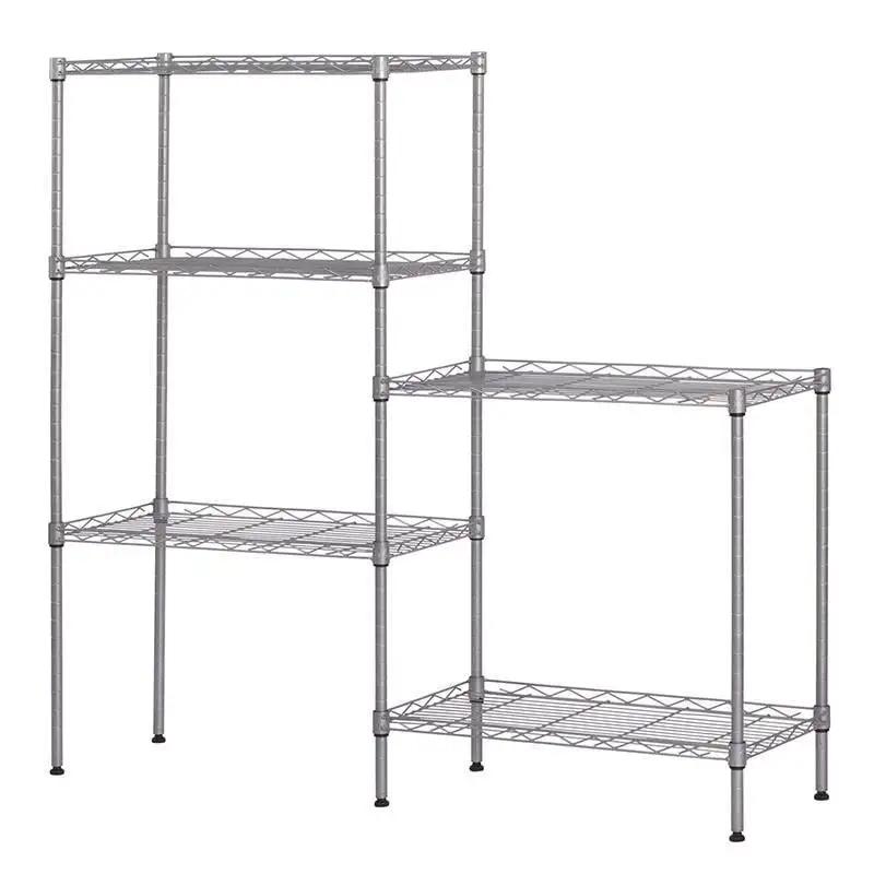 GoDecor Storage Rack Heavy Duty 5Layer Wire Shelving Rack Adjustable Shelf Storage Silver