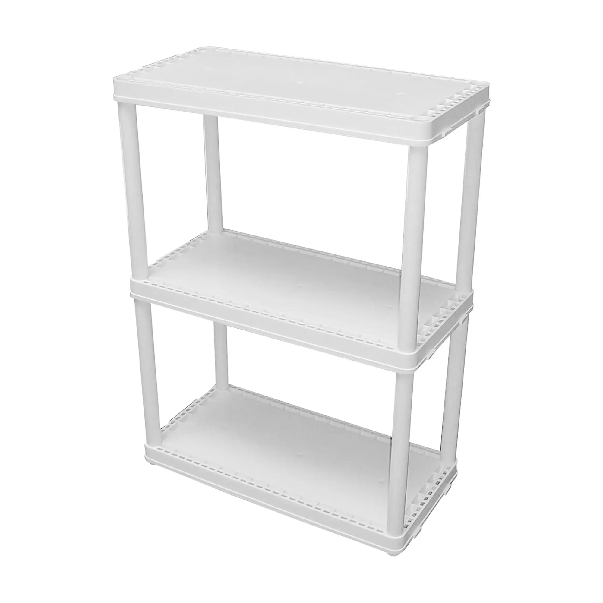 Gracious Living 3 Shelf Fixed Height Solid Light Duty Storage Unit. White