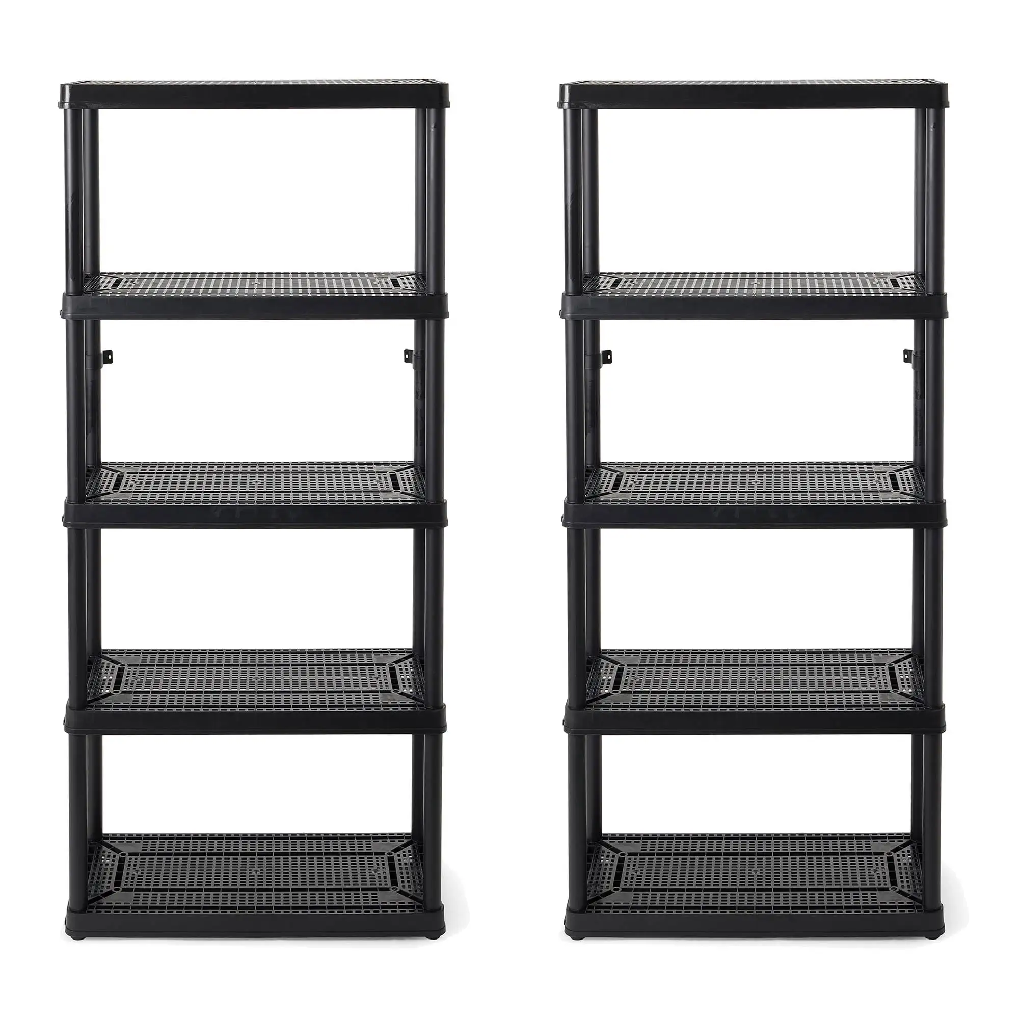 Gracious Living 5 Shelf Ventilated Medium Duty Storage Unit. Black (2 Pack)