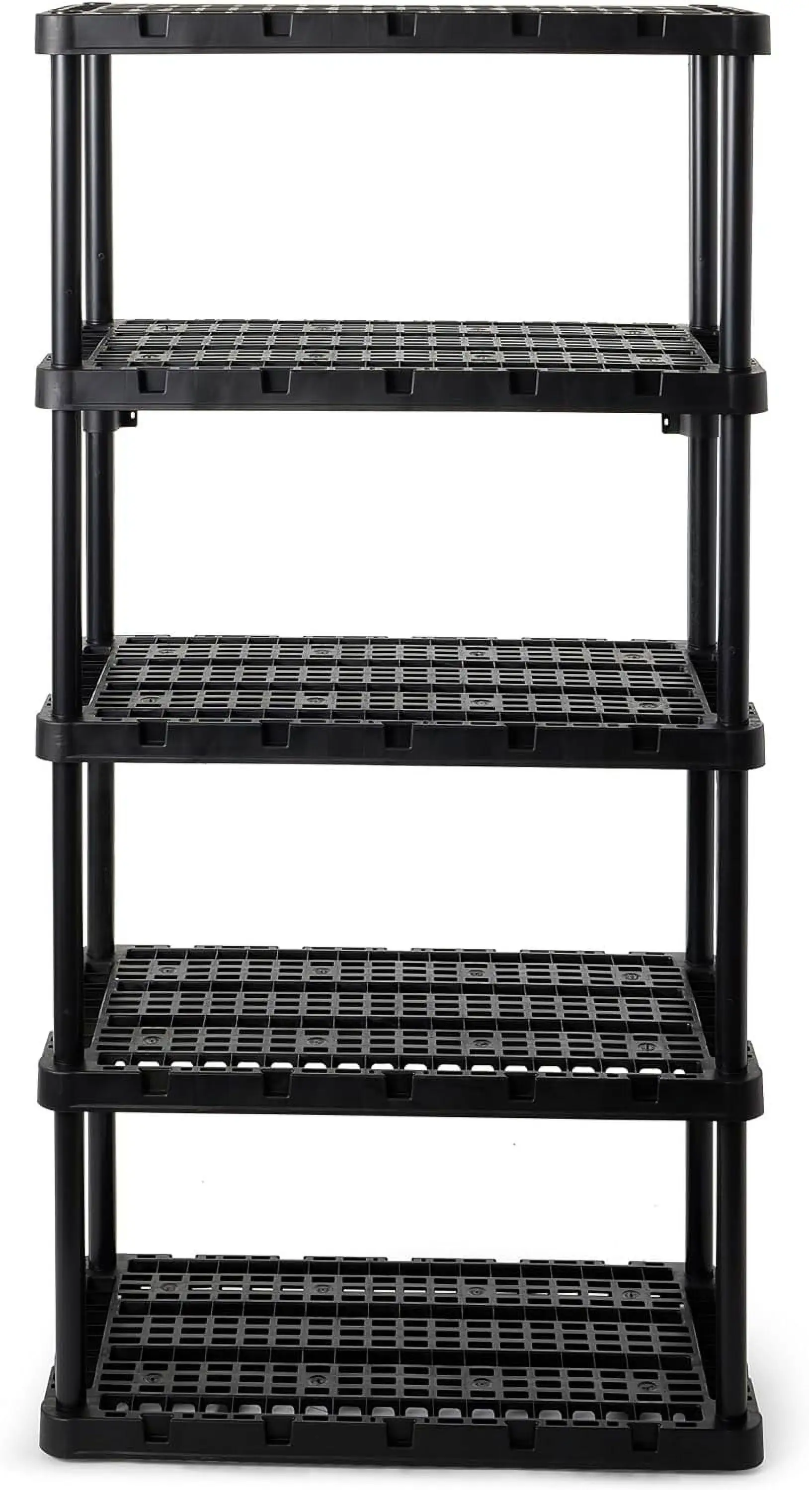 Gracious Living Knect-A-Shelf 5 Tier Ventilated Heavy Duty Shelving Storage Unit Organizer System for Home. Garage and Basement. Black