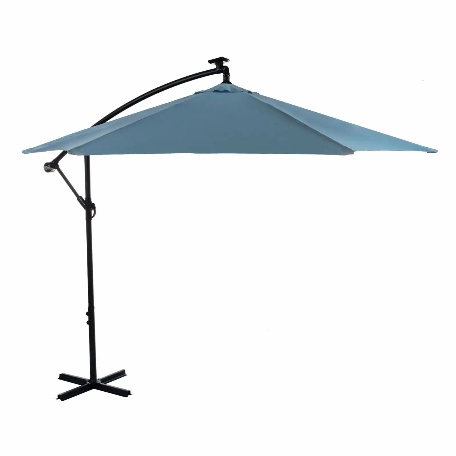 Greemotion Glam 10-foot Solar LED Cantilever Umbrella with Base (UV 50+) Light Sapphire