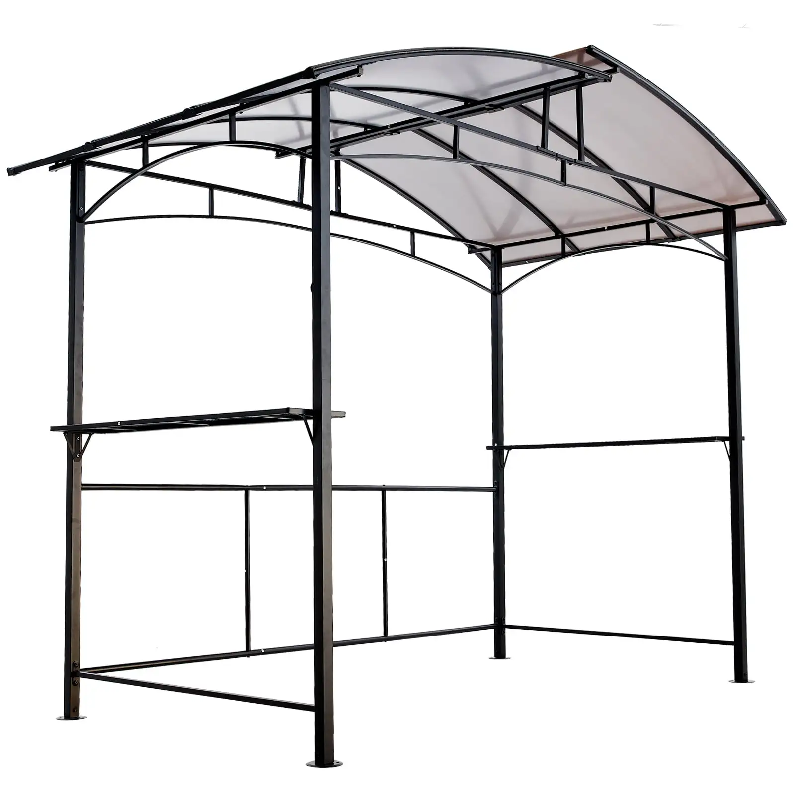 Grill Gazebo. Outdoor 8 x 5 Ft BBQ Gazebo Canopy with Steel Hardtops Side Shelves. UV-Resistant Canopy BBQ Shelter. Patio Barbecue Canopy. Curved Grill Shelter. Grill Gazebo Shelter. for Outdoor