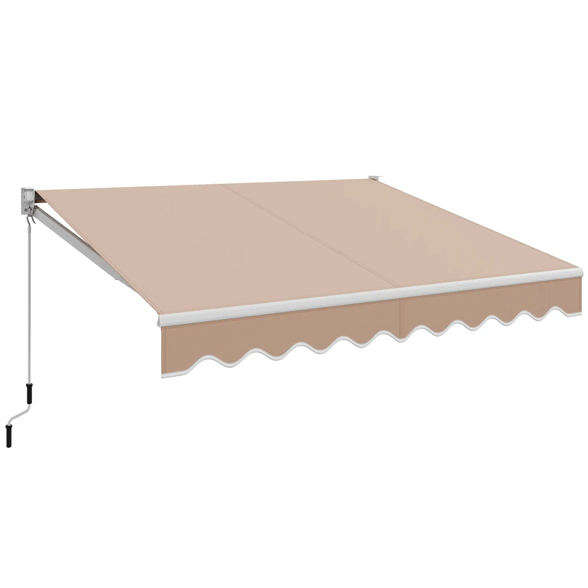 Gymax 10' x 8.2' Retractable Awning Sunshade Shelter Manual Crank Handle Beige