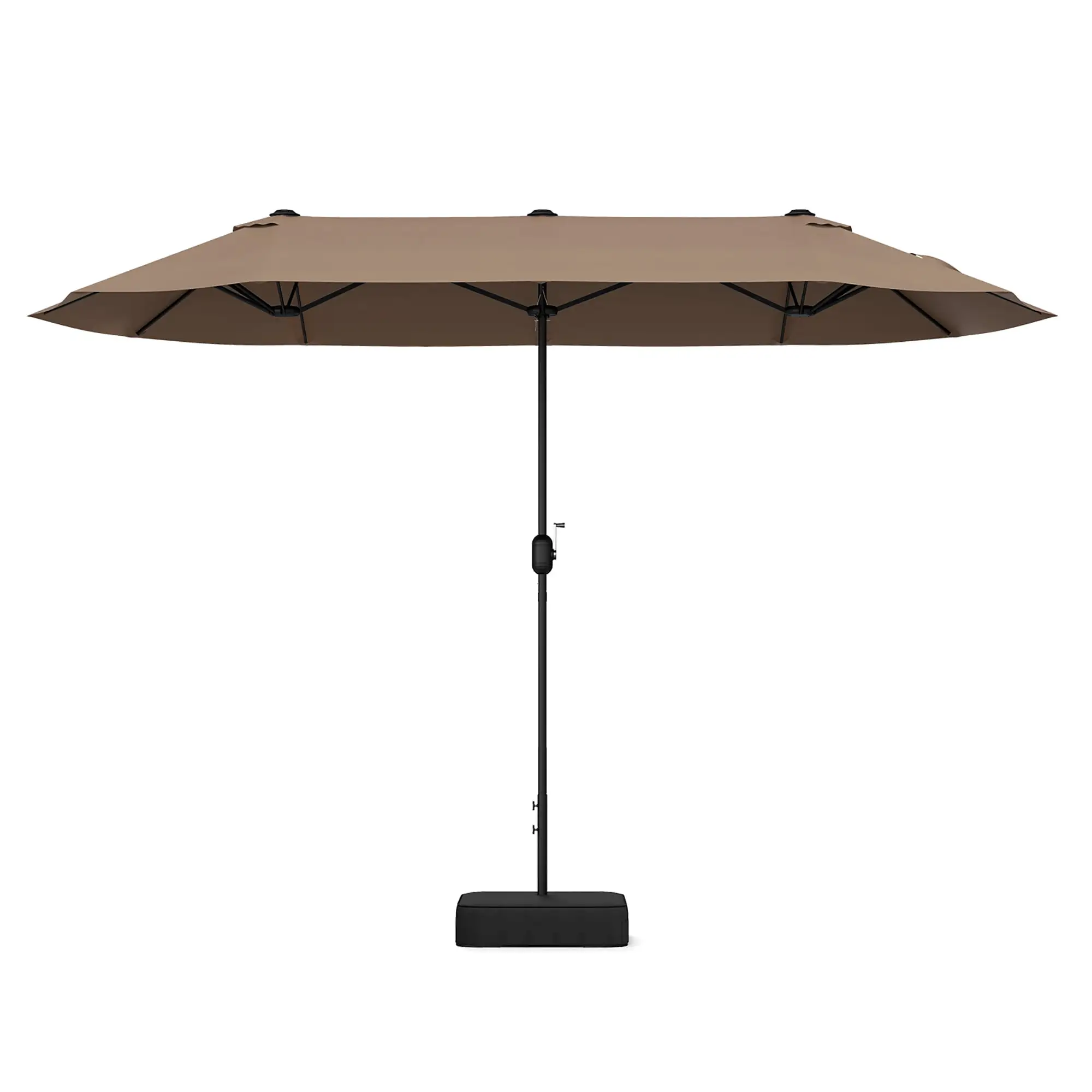 Gymax 13FT Double-sided Patio Umbrella w/ Crank Handle Umbrella Base Safety Lock Tan