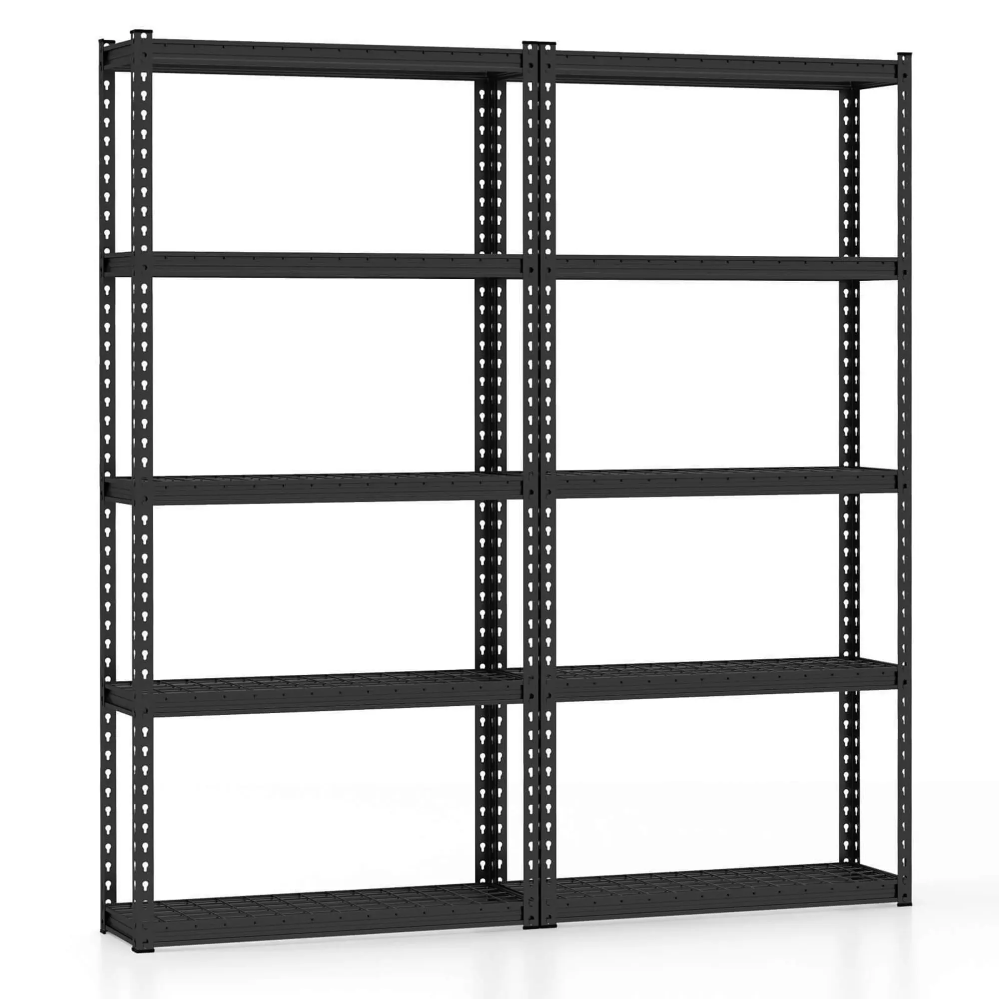 Gymax 2PCS 5-Tier Heavy Duty Storage Shelf Storage Utility Rack Shelf w/Anti-tipping Device