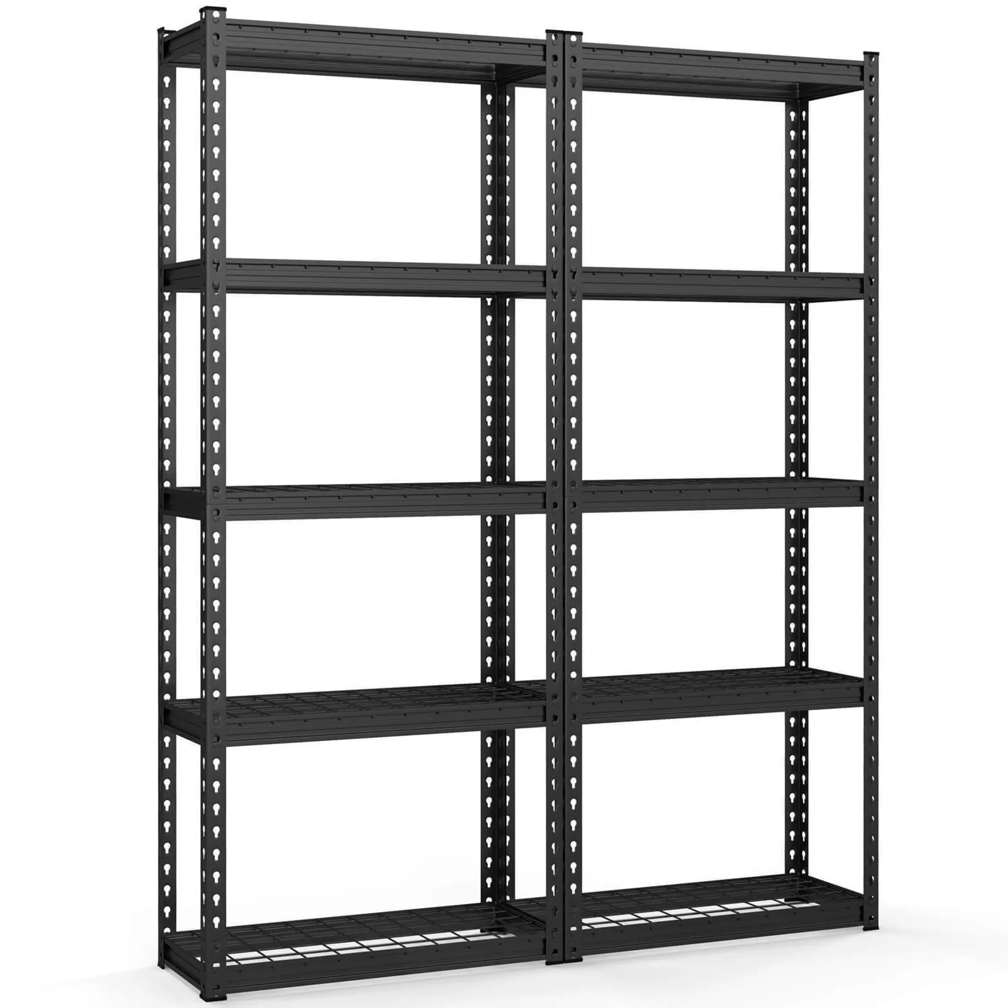 Gymax 2PCS 5-Tier Metal Shelving Unit Heavy Duty Wire Storage Rack with Anti-slip Foot Pads