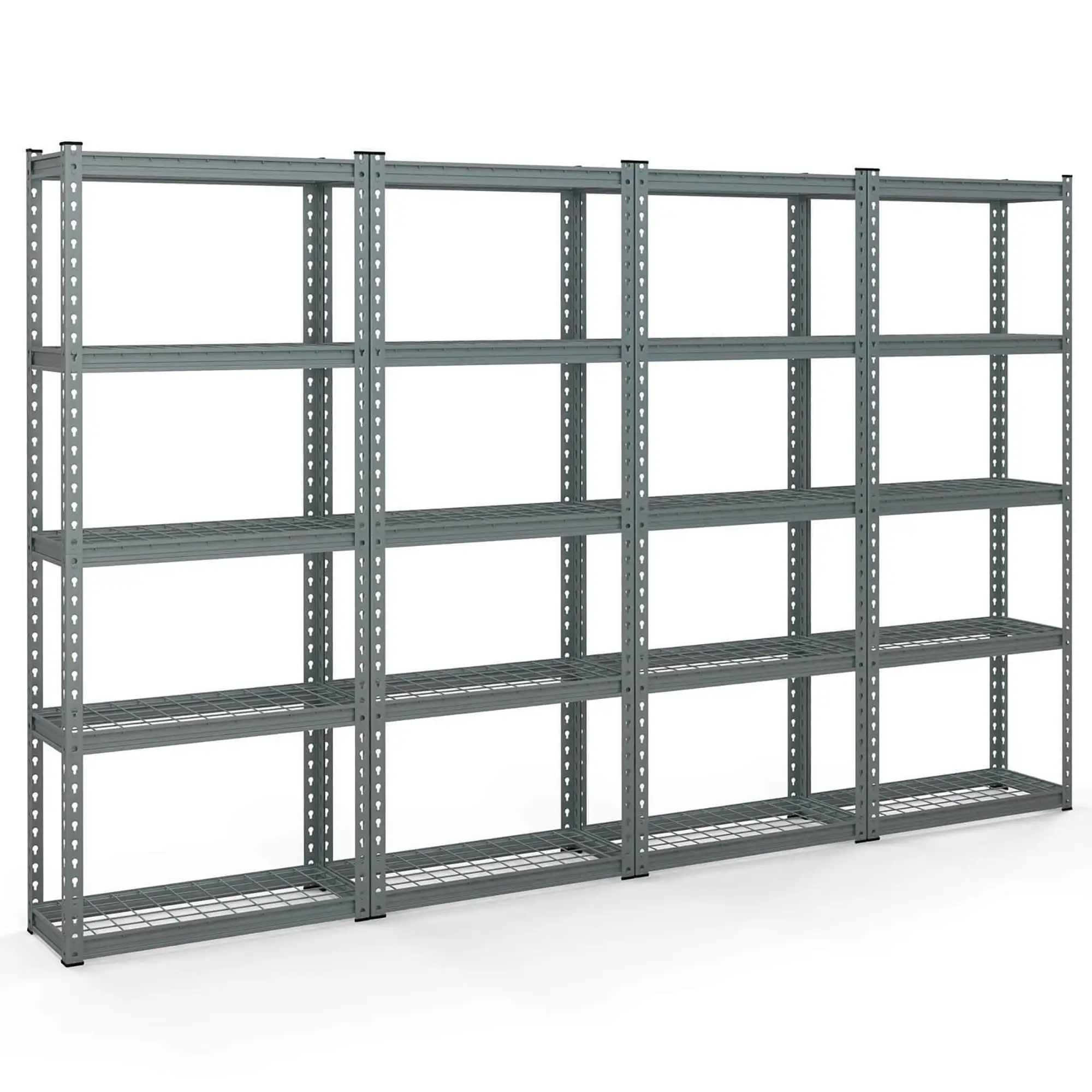 Gymax 4 PCS 5-Tier Metal Shelving Unit Heavy Duty Wire Storage Rack with Anti-slip Foot Pads