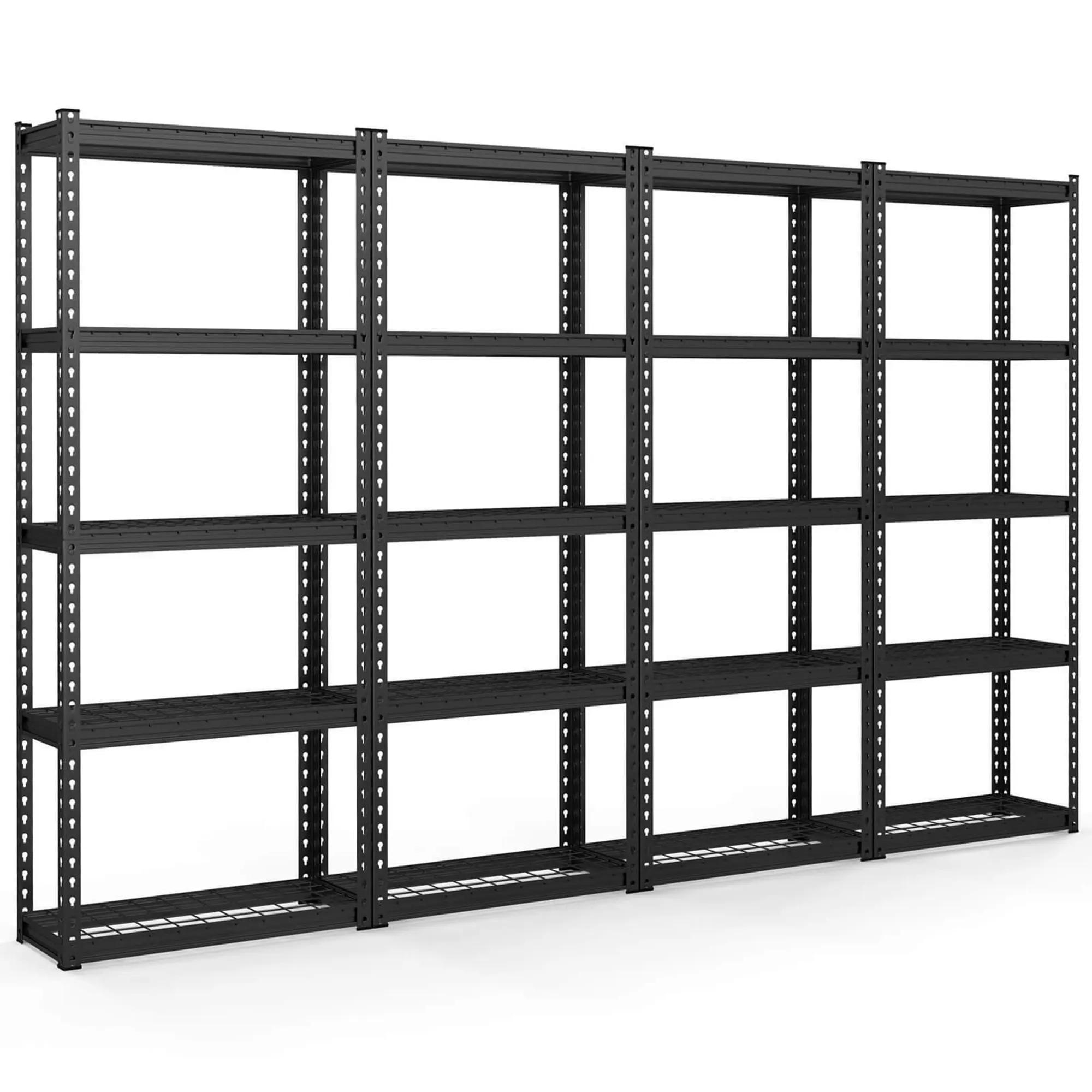 Gymax 4PCS 5-Tier Metal Shelving Unit Heavy Duty Wire Storage Rack with Anti-slip Foot Pads