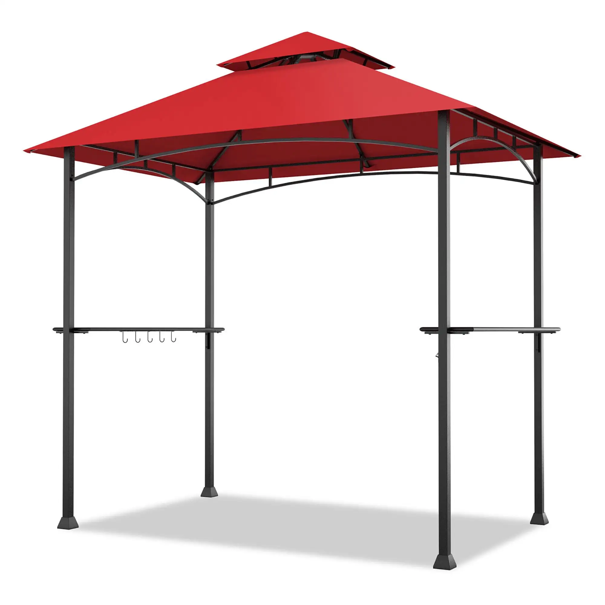 Gymax 8' x 5' BBQ Grill Gazebo 2-Tier Barbecue Canopy Vented Top Shelves Shelter Wine