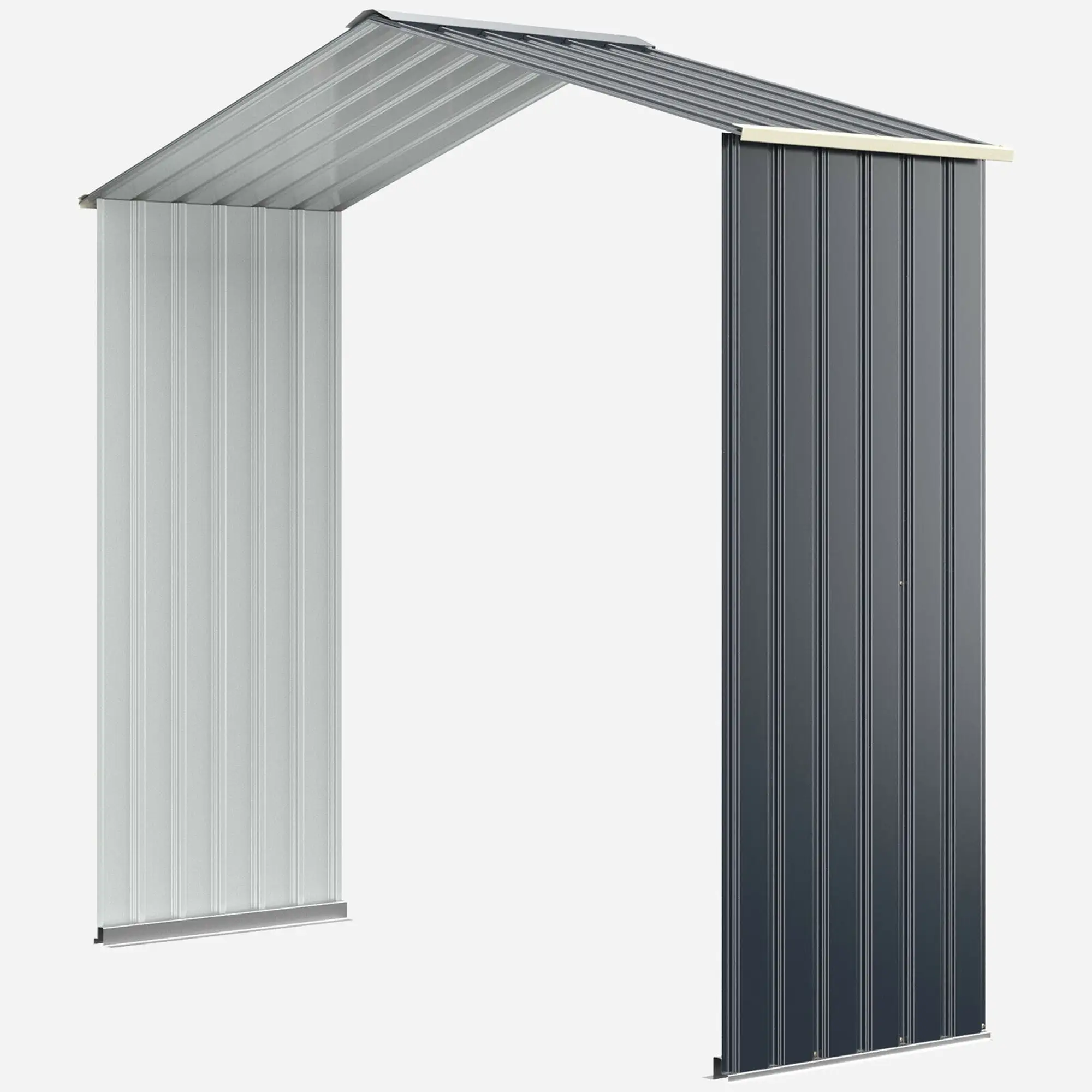 Gymax Outdoor Storage Shed Extension Kit for 7 ft Shed Width Grey