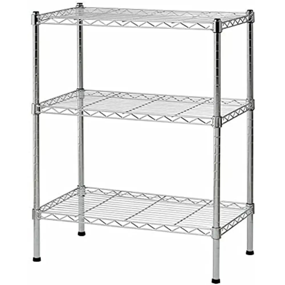 Gzxs 3-Tiers Metal Storage Rack Adjustable Wire Shelf for Bathroom. Living Room. Silver. 23.22W x 13.39D x 31.5H